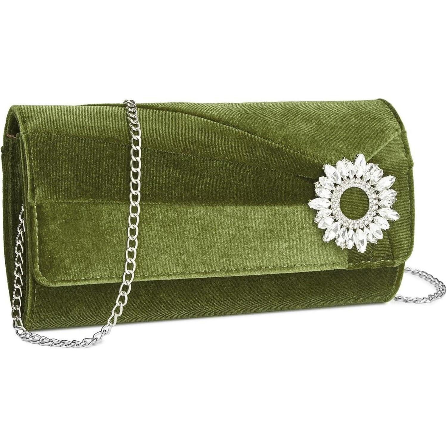 LuxusKollektion Clutch Clutch Damen Wildlederoptik Leichtgewicht Umhängetasche Grün-1