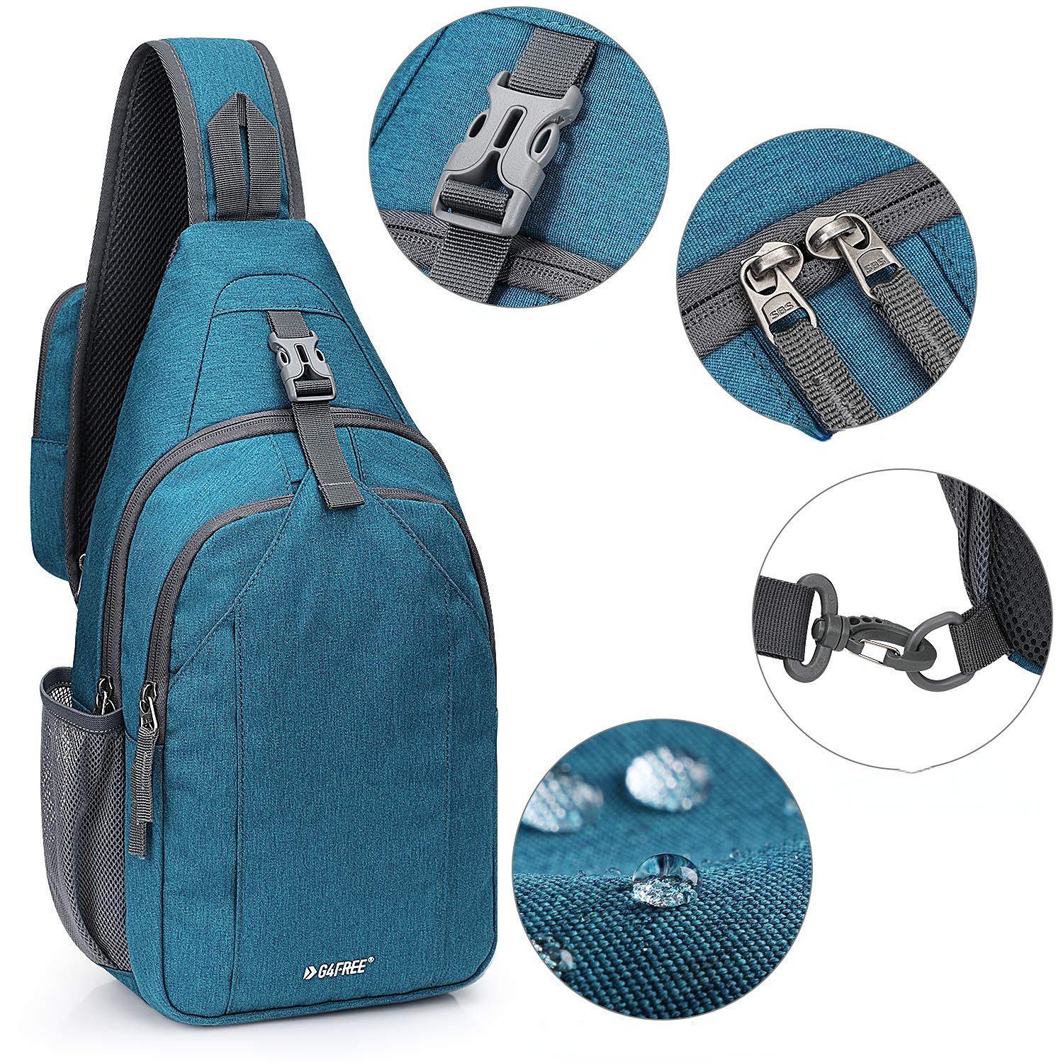 G4Free Schultertasche RFID-blockierender Sling-Rucksack mit Brusttasche, Brusttasche RFID-Blockierung Tourenrucksack Reiserucksack Rucksack – Bild 5 von 5
