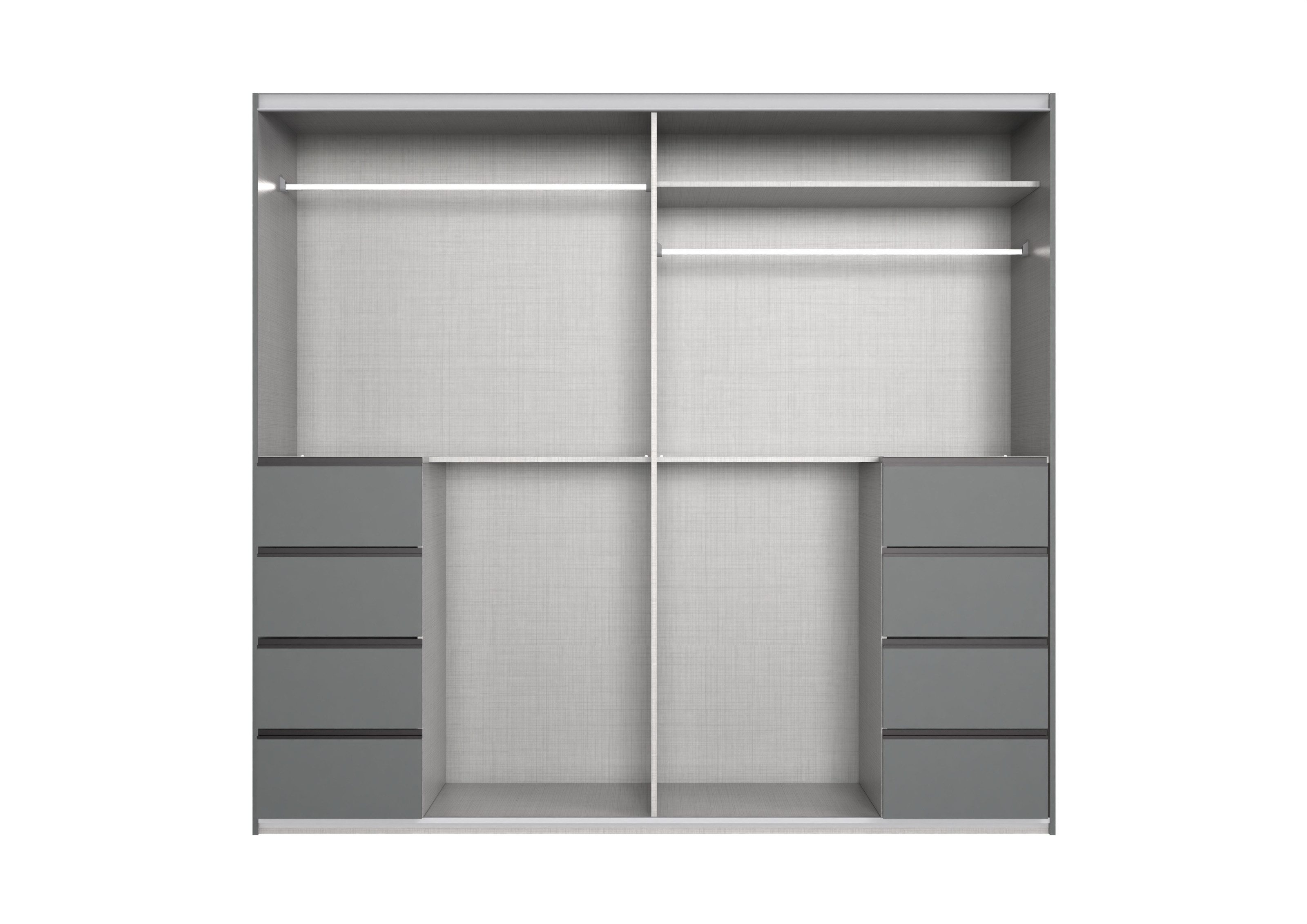 freiraum Schwebetürenschrank BALI in GRAPHIT / GLAS SCHWARZ - 225x208x64cm (BxHxT)
