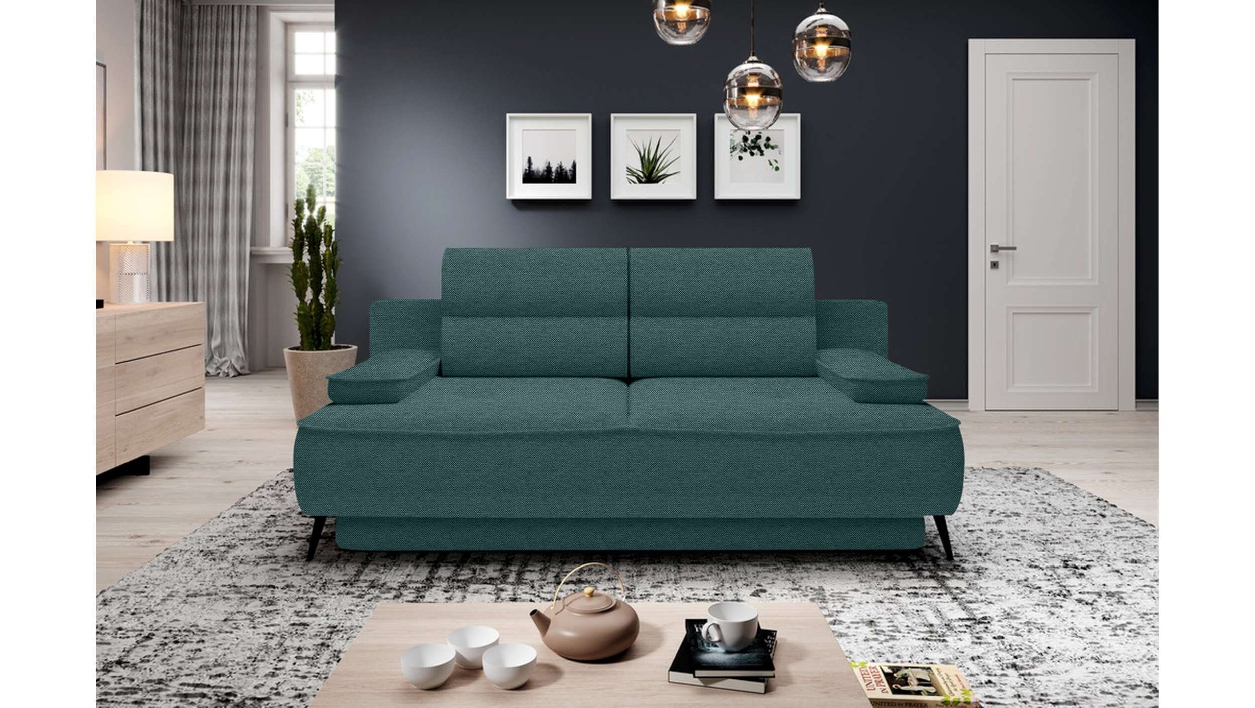 Modern stellbar, Stylefy Sofa, Bettfunktion inklusive und Kissen, 3-Sitzer Raum frei im Velling, Design 2-Sitzer, mit Bettkasten,