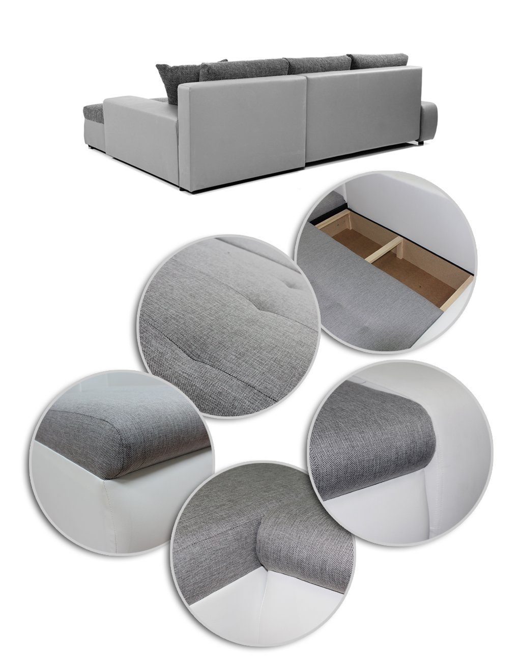 Sofnet Ecksofa Faris, mit Schlaffunktion und Bettkasten, Schlafsofa - Wohnlandschaft - Big Couch