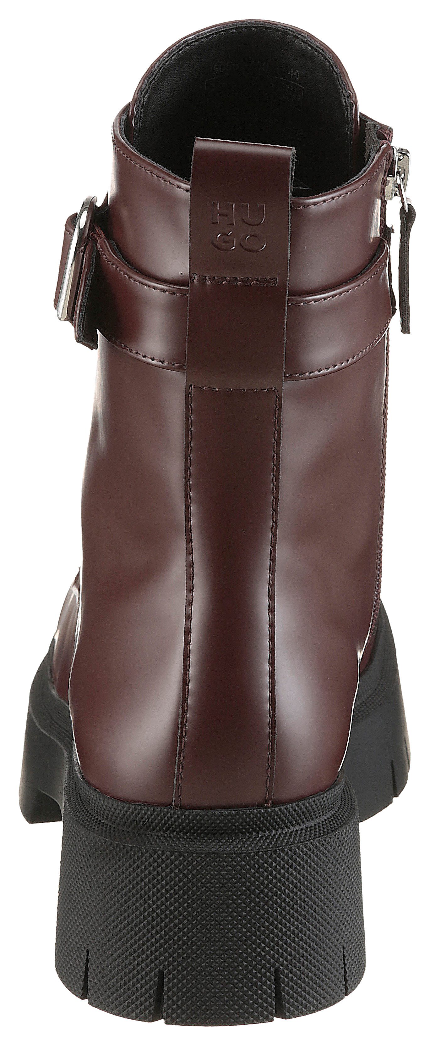 HUGO Kris_LUBoot Schnürboots Schnürstiefelette, Plateauboots, Profilsohle, mit Anziehlasche