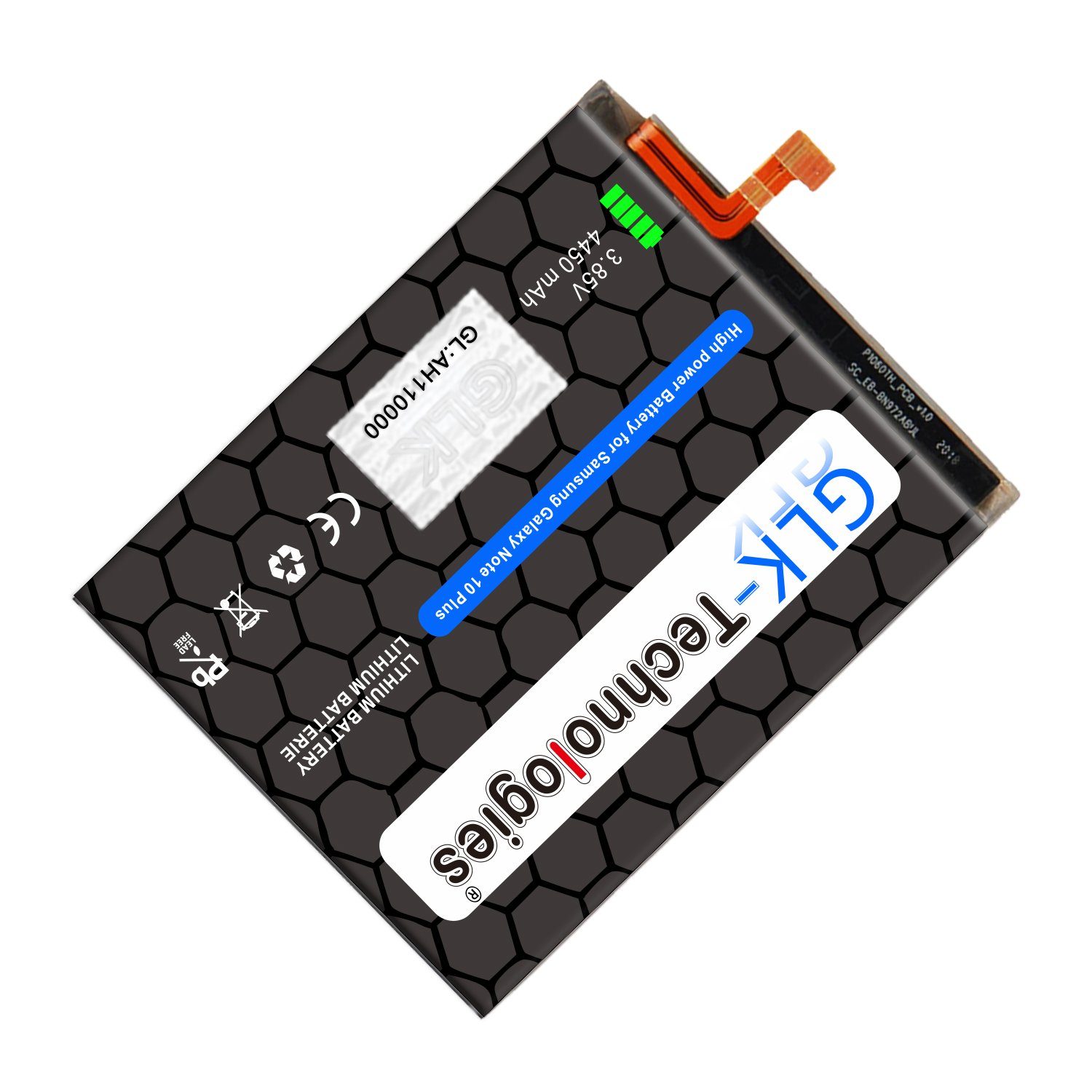 GLK-Technologies High Power Ersatz Akku kompatibel mit Samsung Galaxy Note 10 Plus 5G N975F, GLK-Technologies Battery, accu, 4450mAh, inkl. 2X Klebebandsätze NUE Smartphone-Akku 4450 mAh (3.8 V)