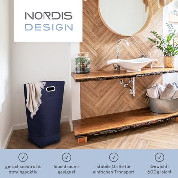 NORDIS DESIGN Wäschekorb "Snyggo" aus edlem Filz mit standsicherem Boden, schmal, faltbar, pflegeleicht, Abmessung: 50x26x65cm