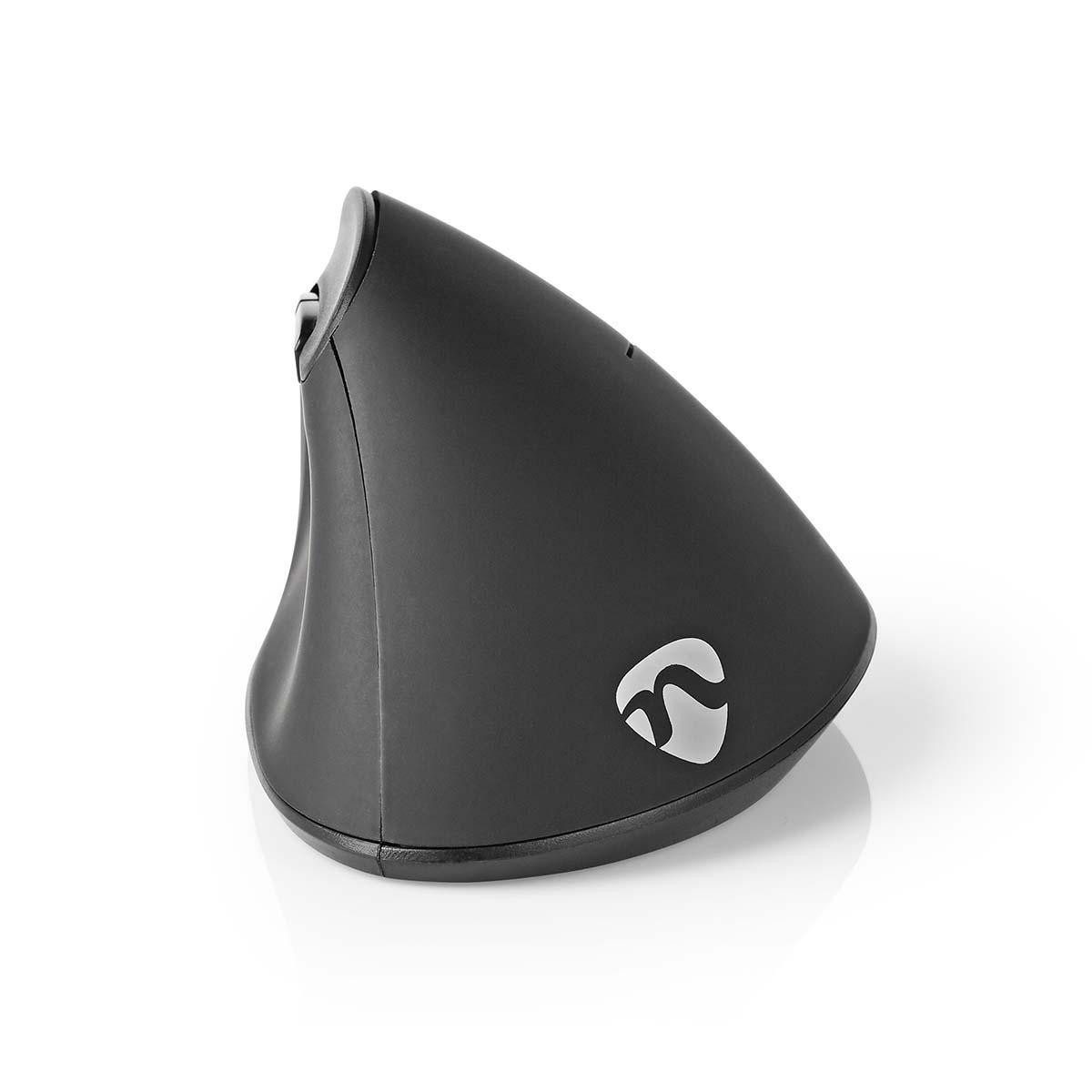 Nedis ERGOMSWS100BK Maus (elektronisch, Drahtlos, 800/1000/1600 dpi, 6 Tasten, ergonomisches Design, für Büro)