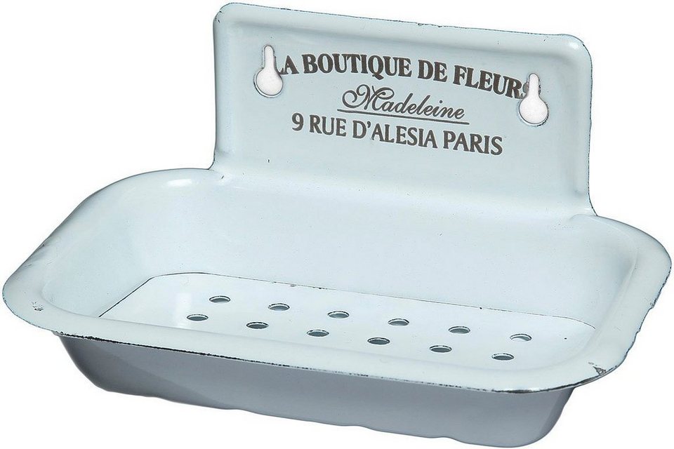 Ambiente Haus Dekoschale Seifenteller aus Emaille in Antikweiß (1 St),  Praktische Schale