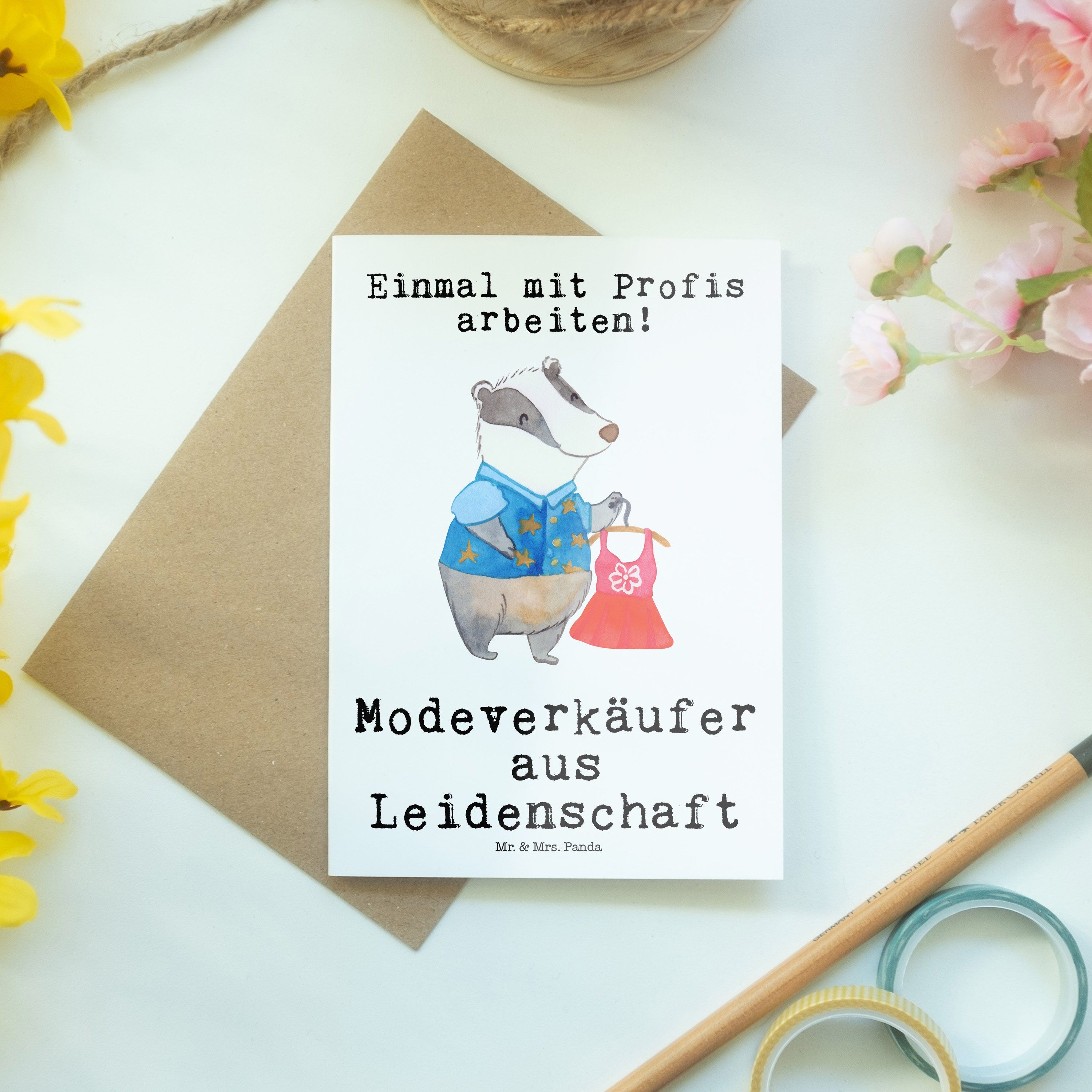 Panda - aus Grußkarte Modeverkäufer Geschenk, & - Mr. Kollegin, Weiß Mrs. Leidenschaft Geburtsta