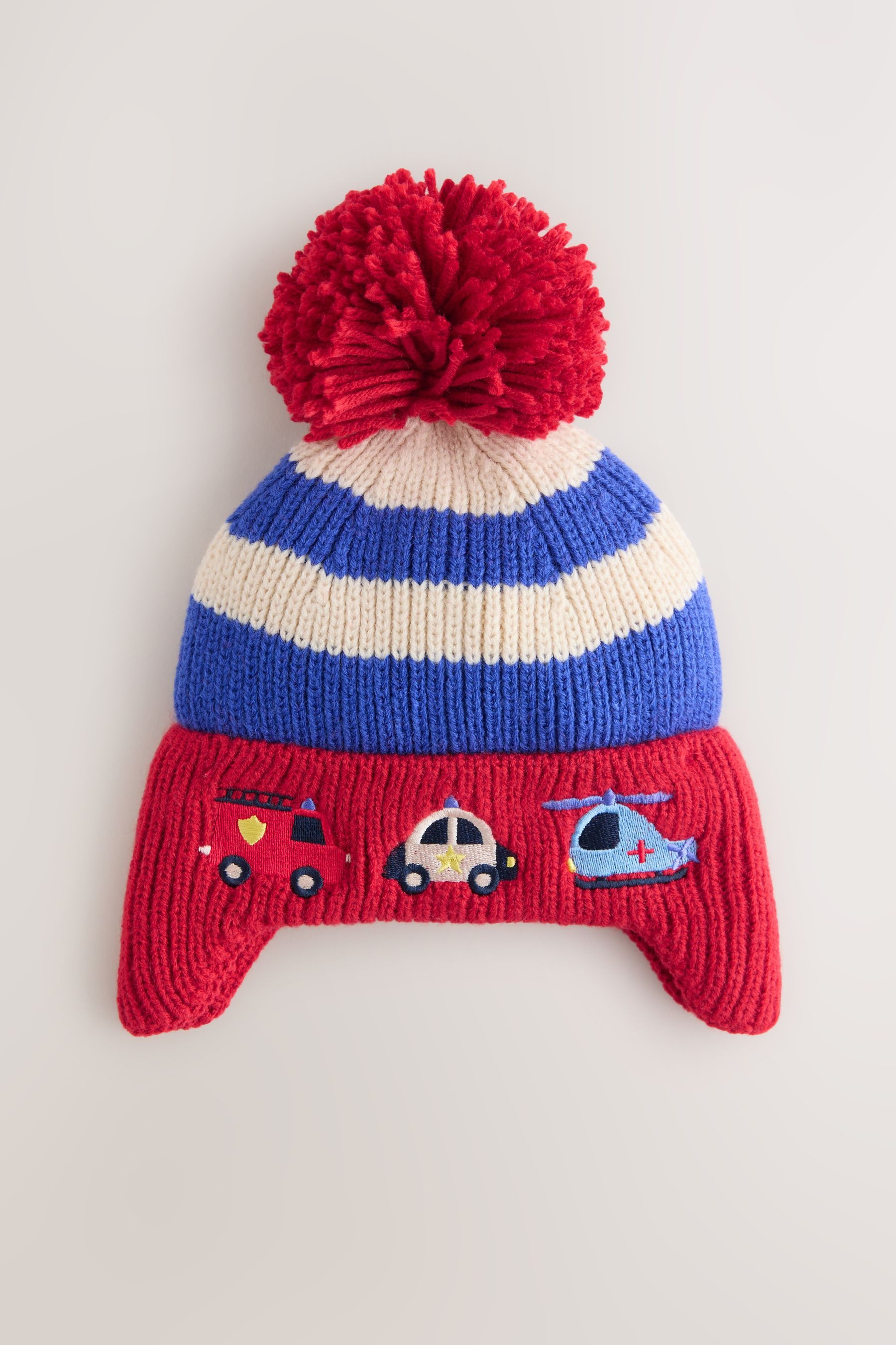 Next Beanie Gestreifte Bommelmütze Bär (1-St)