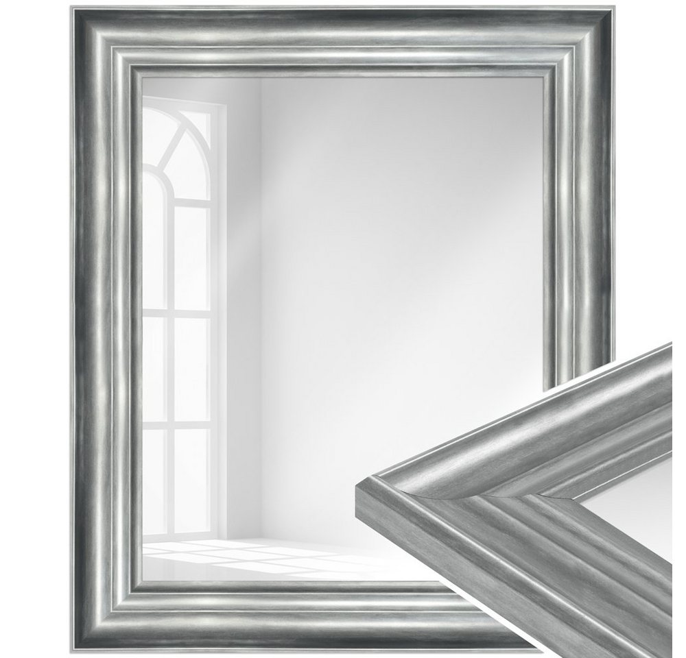 WANDStyle Wandspiegel H240, Großer Spiegel Silber 52x62 cm, Wandspiegel groß, Ganzkörperspiegel