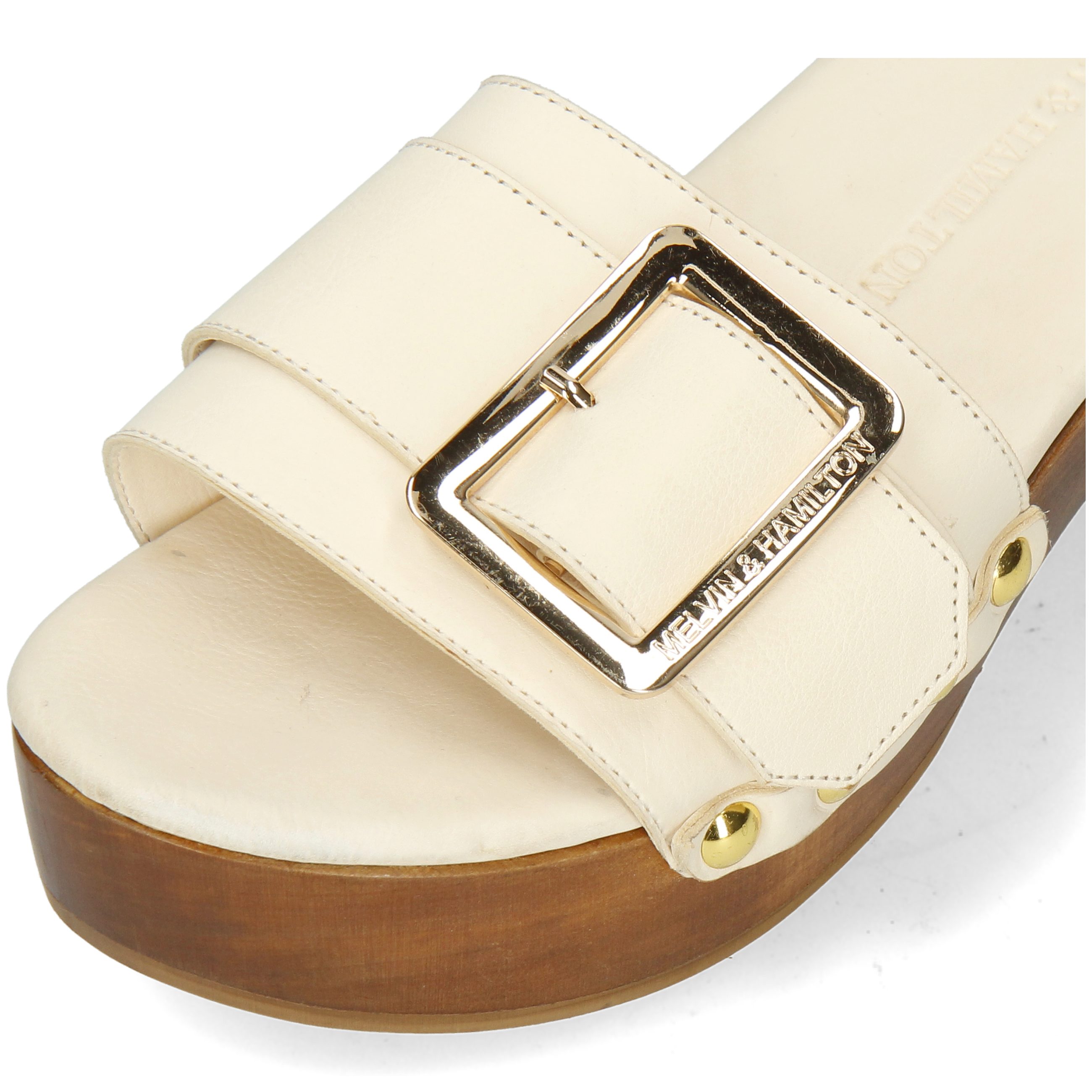 Melvin & Hamilton Layla 1 Leder-Clogs für Damen Clog Block-Absatz, Echtes Leder, Vegetabile Gerbung