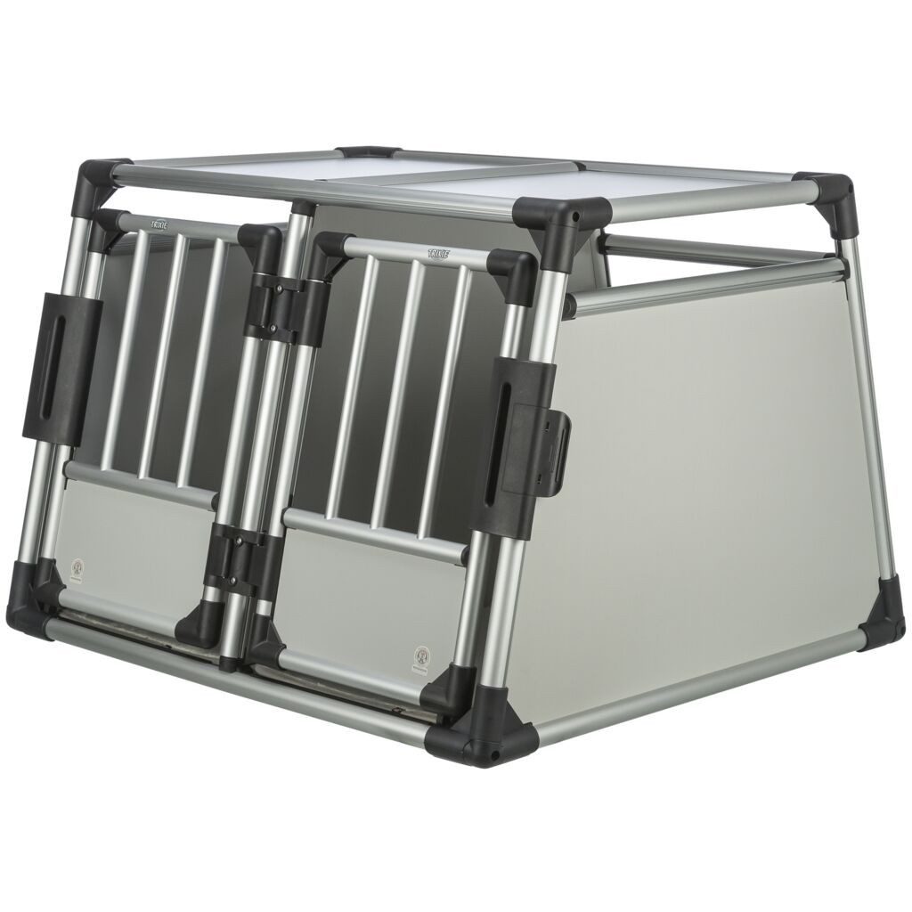 TRIXIE Tiertransportbox Doppel-Transportbox, Aluminium - hellgrau/silber - 93 × 64 × 83 cm