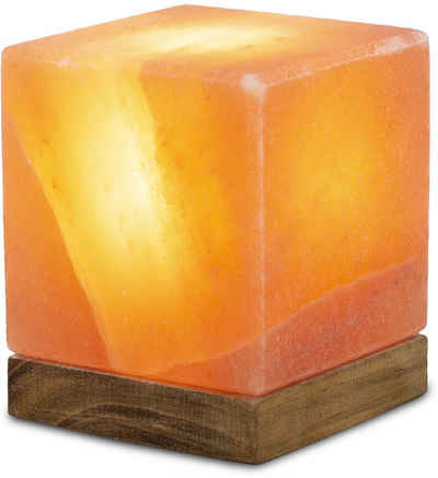 HIMALAYA SALT DREAMS Salzkristall-Tischlampe »Kubus«, Leuchtmittel wechselbar, Warmweiß, Handgefertigt aus Salzkristall - jeder Stein ein Unikat, H: ca.12 cm