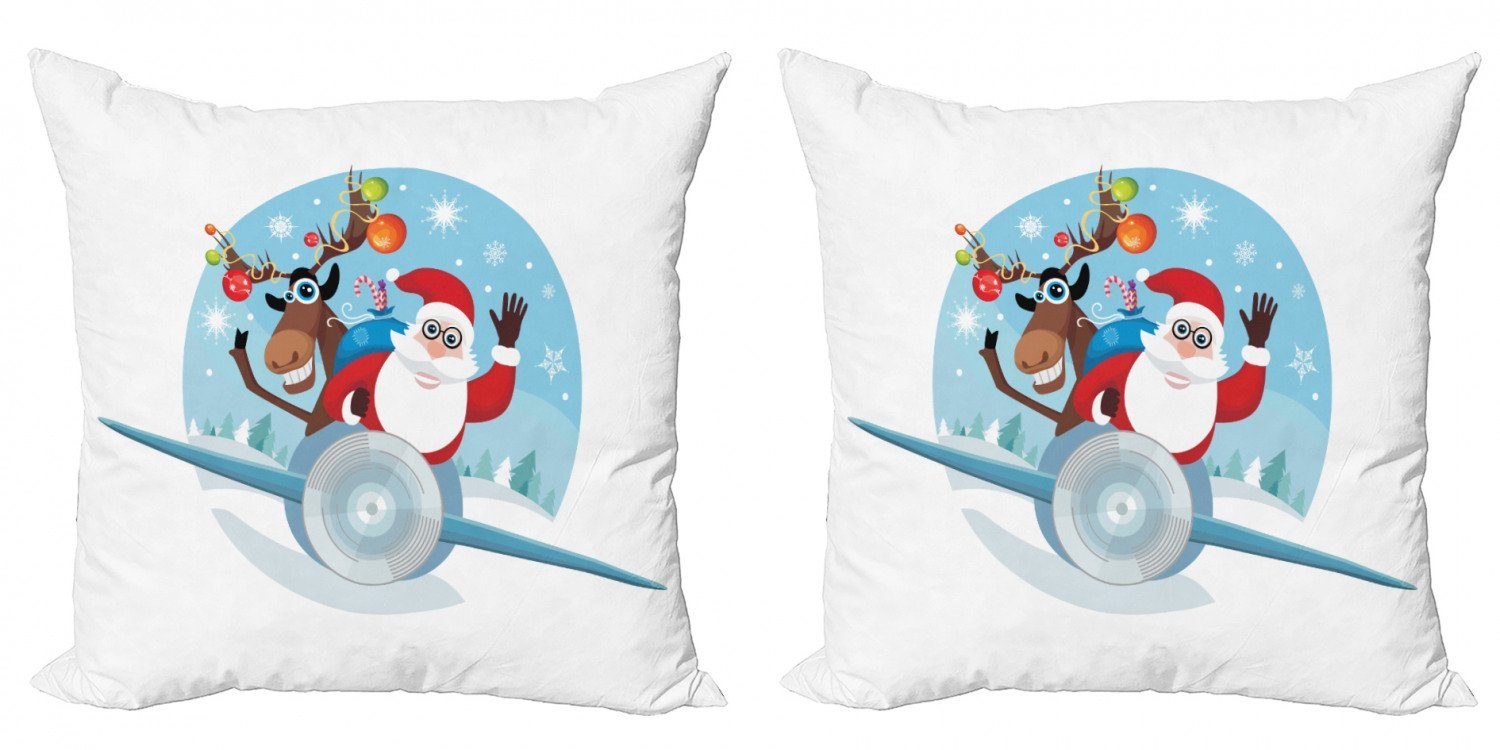 Kissenbezüge Modern Accent Doppelseitiger Digitaldruck, Abakuhaus (2 Stück), Weihnachten Rentiere und Santa | Kissenbezüge
