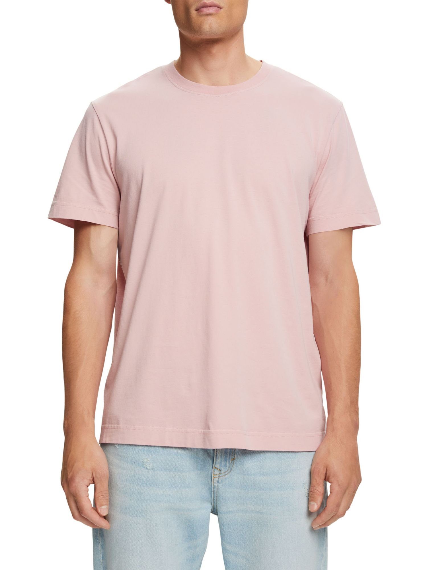 edc by Esprit T-Shirt Rundhals-T-Shirt aus Jersey, PINK (1-tlg) OLD 100 % Baumwolle