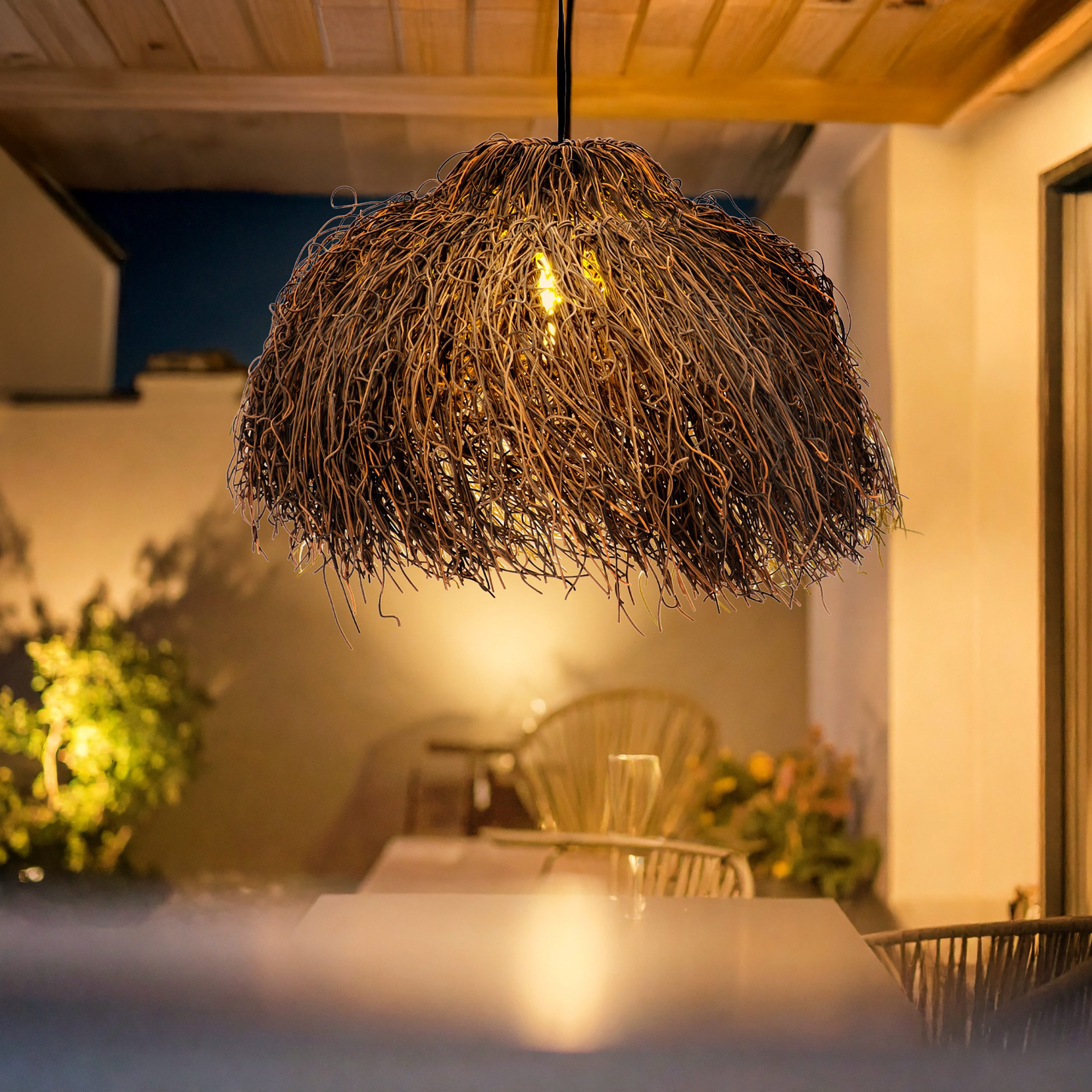 esotec LED-Hängeleuchte Solar Hängeleuchte Luxor 58x21cm warmweiß Akku Solarmodul IP44 102287, LED fest integriert, warmweiß, solarbetriebene Hängeleuchte