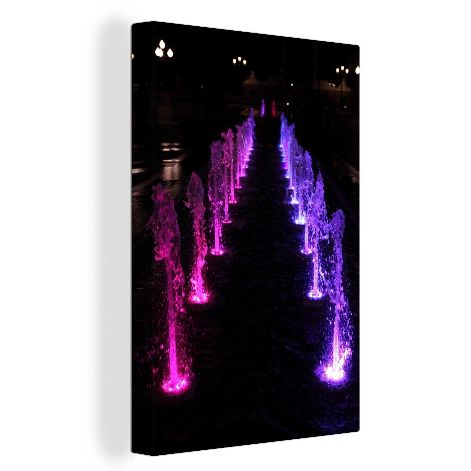 20x30 Rosa-violetter Leinwandbild inkl. bespannt Gemälde, fertig (1 Springbrunnen, Leinwandbild St), OneMillionCanvasses® Zackenaufhänger, cm
