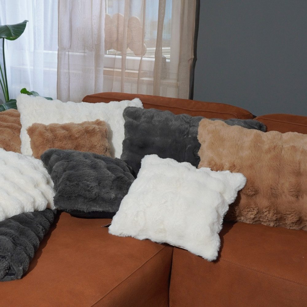 REALLaxx Fellkissen Kaninfell Bubble, 45x45 / 50x70cm Dekokissen weiches Ku günstig online kaufen