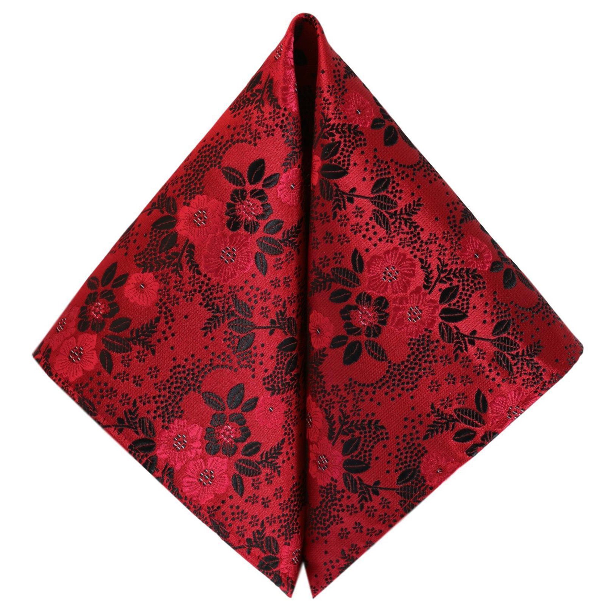 GASSANI Fliege Hochzeitsfliege Paisley Jacquard Tuch Schwarz Herrenschleife, Touch Festlich, Rubin-Rot Satin, Einstecktuch) Geblümt Seide (Set, Schleife mit Weinrot Bordeaux-Rot Herren-Fliege Bunt Vor-Gebunden 2-St., Blumen, Floral, Hochzeit Verstellbar