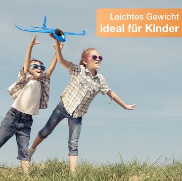 Flanacom Spielzeug-Flugzeug XXL Styroporflugzeug Styroporflieger für Kinder, (Set, 6-tlg., 2-tlg), zweifarbig