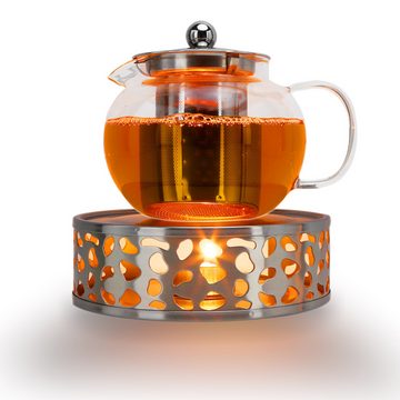 Intirilife Teekanne, 0.8 l, mit Siebeinsatz hitzebeständig geeignet für heiße und kalte Getränke