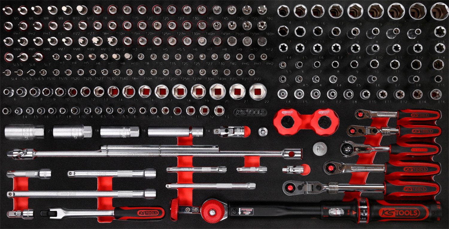 Brilliant Tools Bit- und Steckschlüsselset 1/4'' + 3/8'' Steckschlüssel-Satz in Schaumstoffeinlage, 213-tlg (81