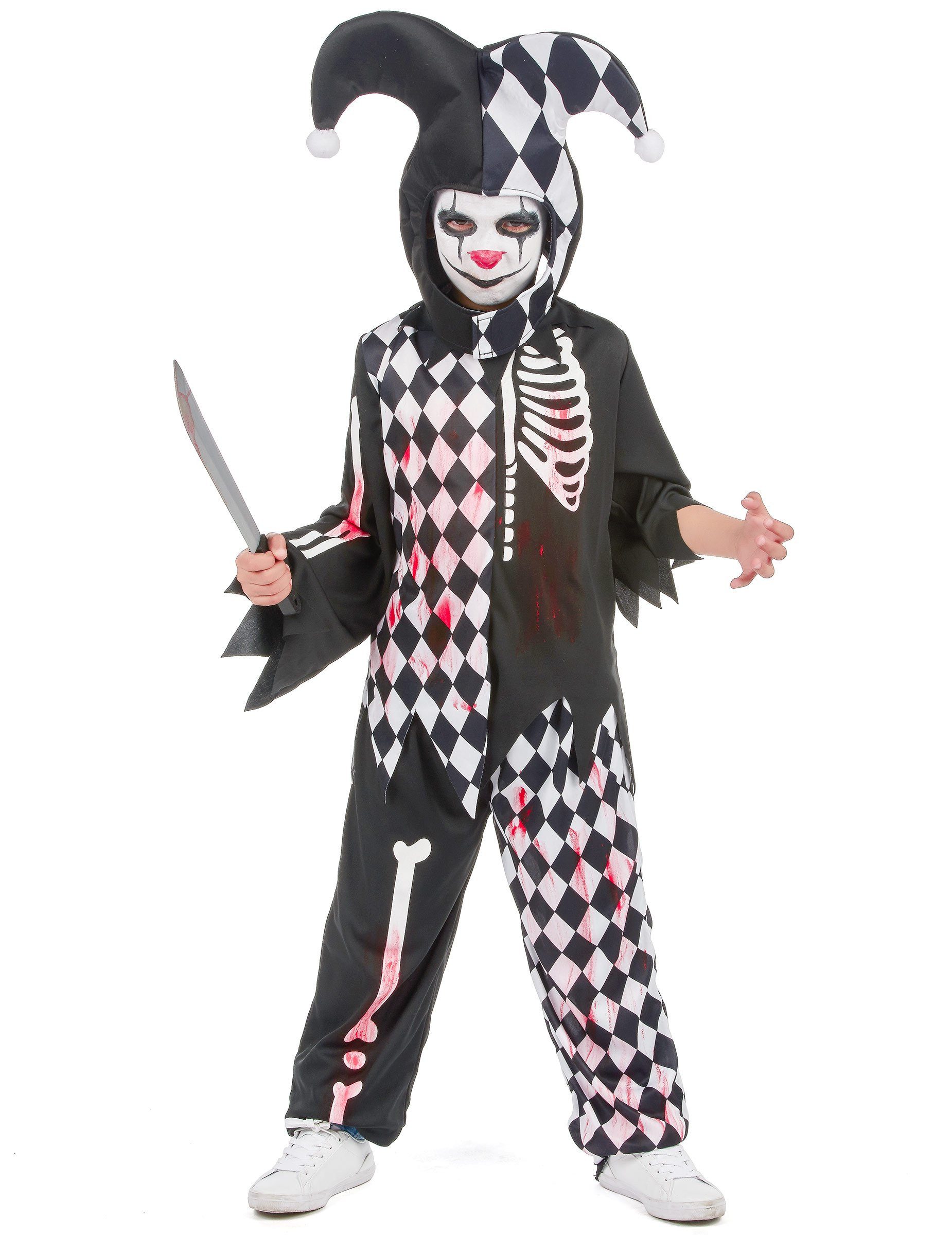 JADEO Clown-Kostüm Horrorclown-Kostüm für Jungen schwarz-weiss-rot