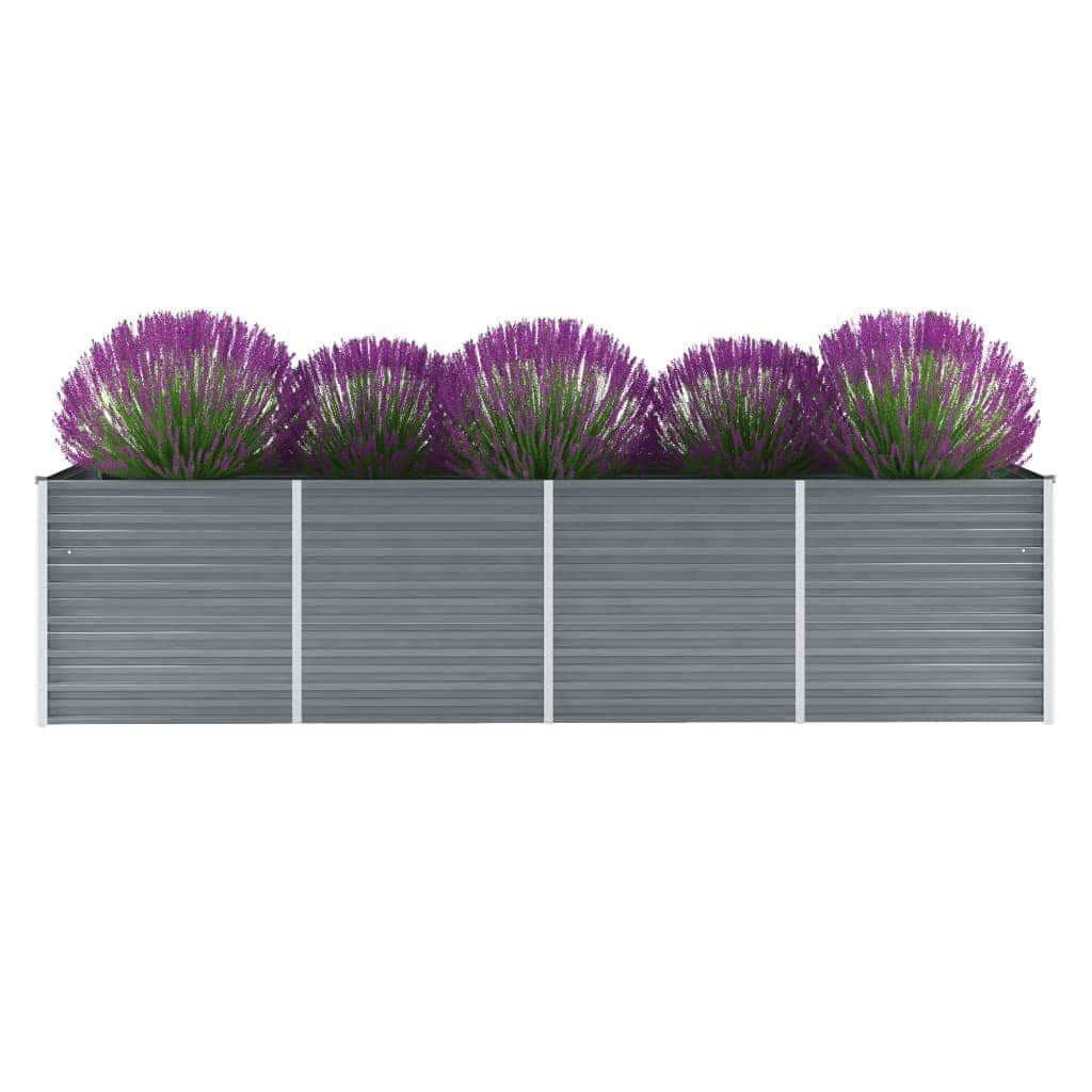 furnicato Hochbeet Garten-aus verzinktem Stahl 320x80x77 cm Grau, Witterungsbeständiges Gemüsebeet mit offener Unterseite für den Garten