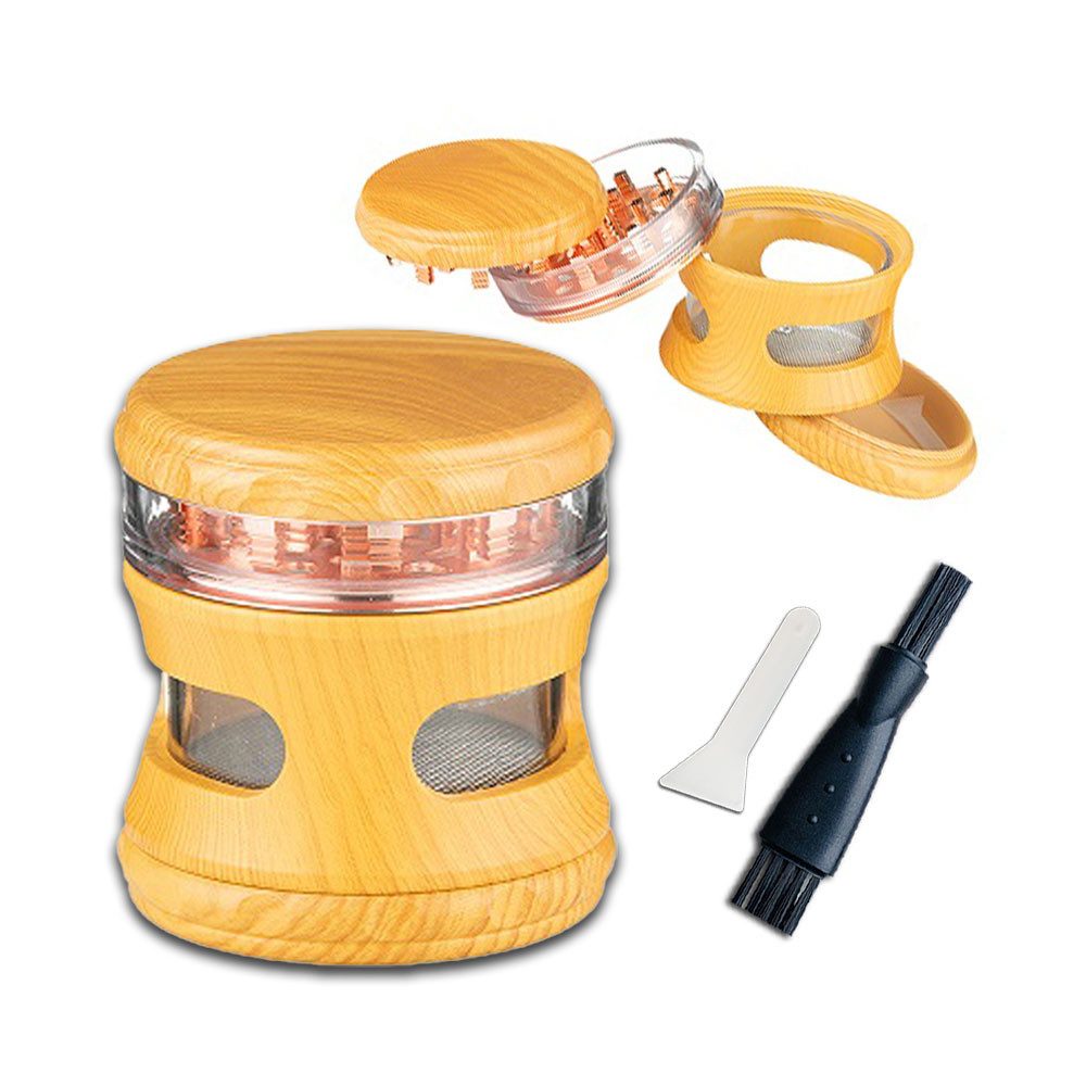 Coumo Kräutermühle Grinder Crusher Jumbo Gewürzmühle Premium XL, Holz + Metall, ⌀ 6 cm