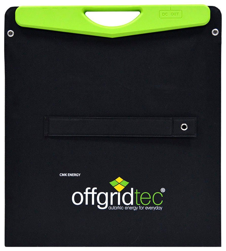 offgridtec Solarmodul 100W Hardcover Solartasche und 2x 2A USB Anschluss, 100 W, Monokristallin, robust und wasserabweisendes Polyamid-Gewebe