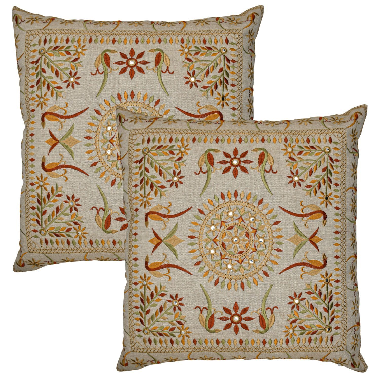 Marrakesch Orient & Mediterran Interior Zierkissen 2er Set Kissenbezug Handgefertigt Lodge Braun 40x40cm, Boho Deko, (2 St)