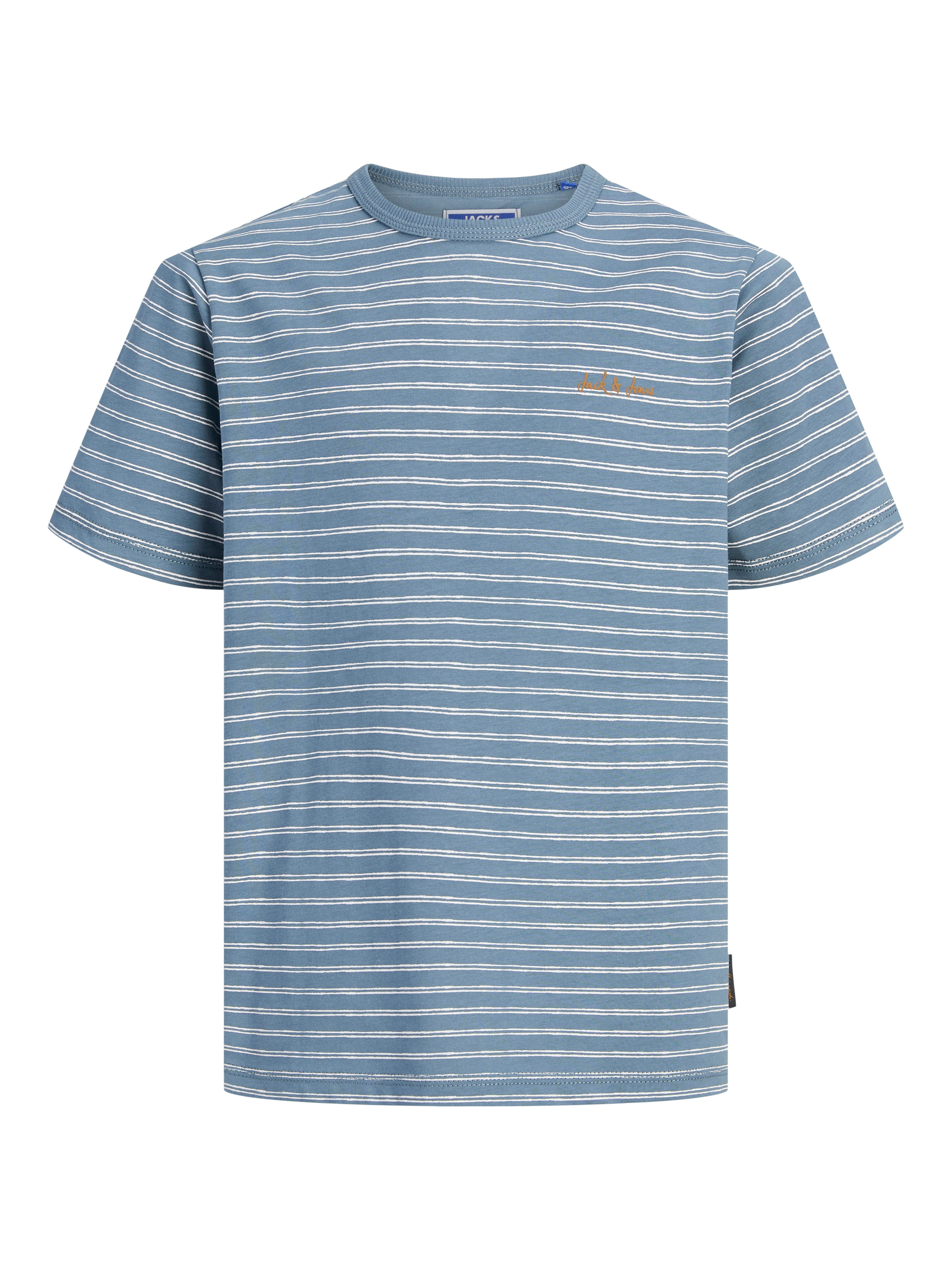 Jack & Jones Junior T-Shirt JJDEVIN DAYTONA STRIPED TEE SS CN JNR mit dezenter Logostickerei – Bild 5 von 5