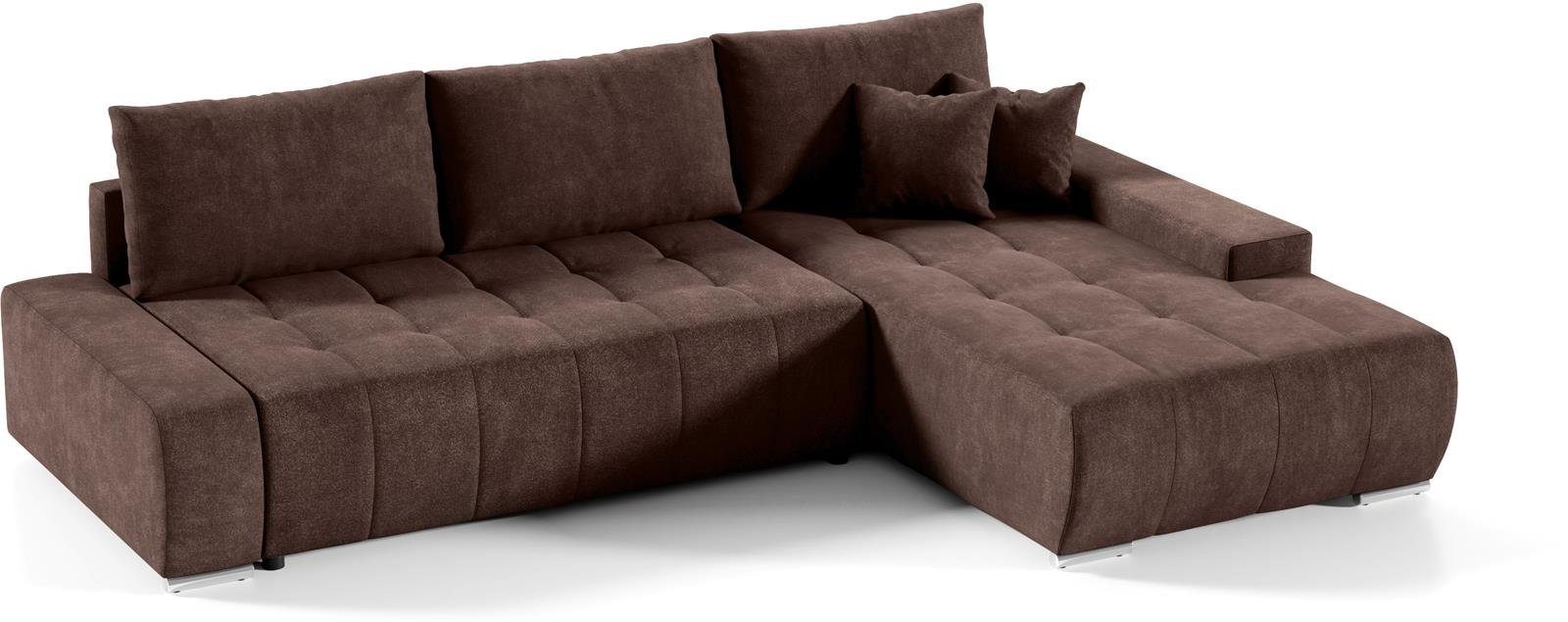 Compleo Ecksofa MONO L-Form Ecksofa mit Steppung, Schlafsofa aus Velourstof günstig online kaufen