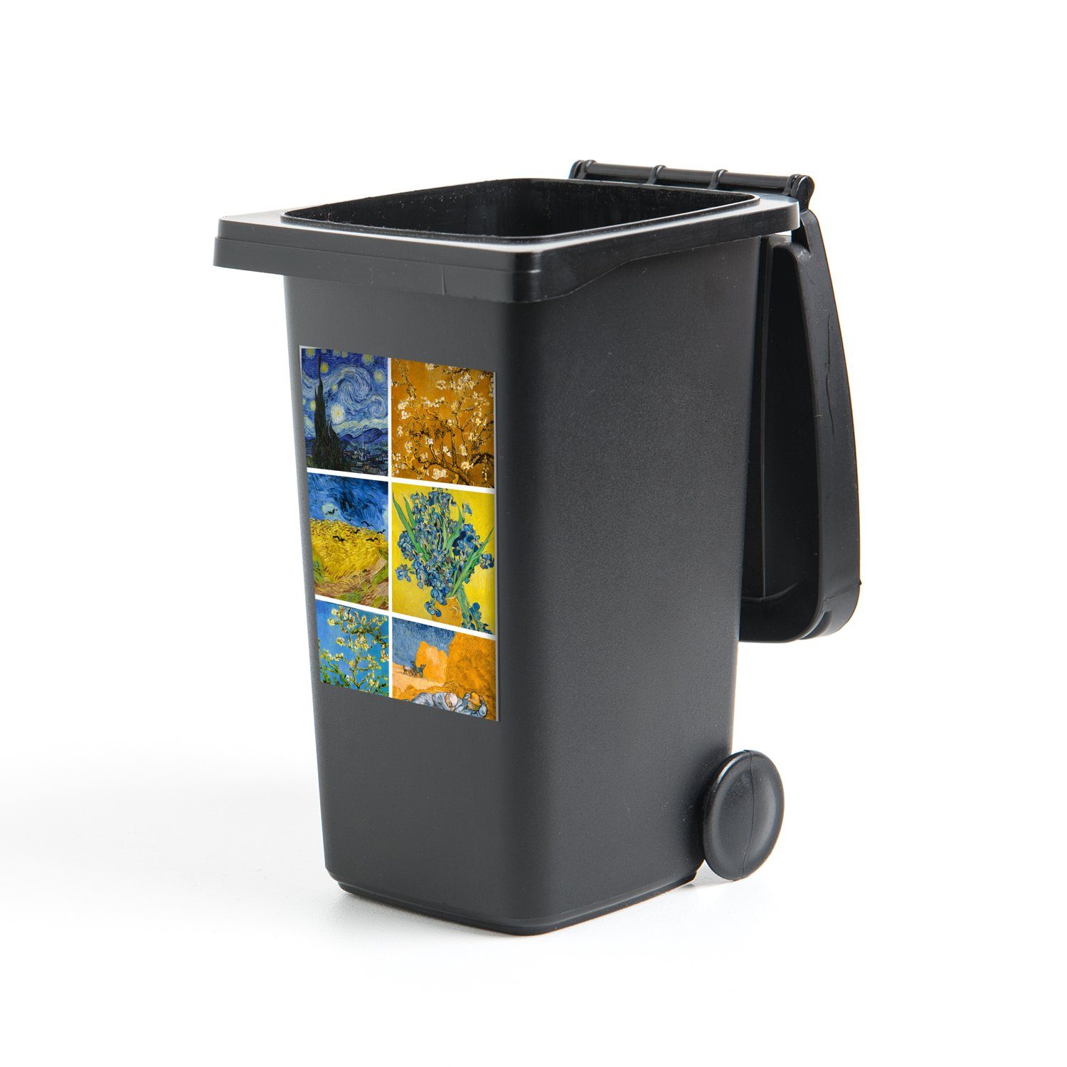MuchoWow Wandsticker Van Gogh - Collage - Sternennacht (1 St), Mülleimer-aufkleber, Mülltonne, Sticker, Container, Abfalbehälter