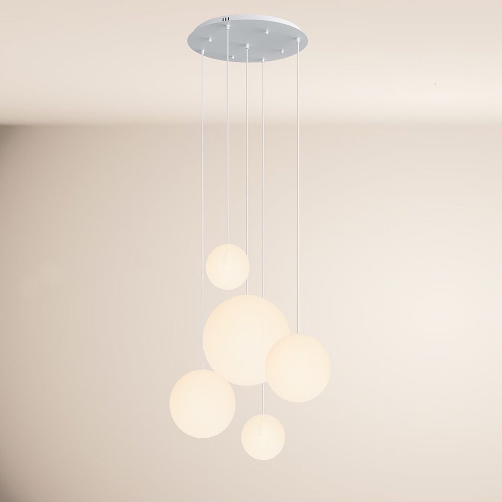 s.luce Pendelleuchte Orb 5-flammige Galerielampe Modular Weiß