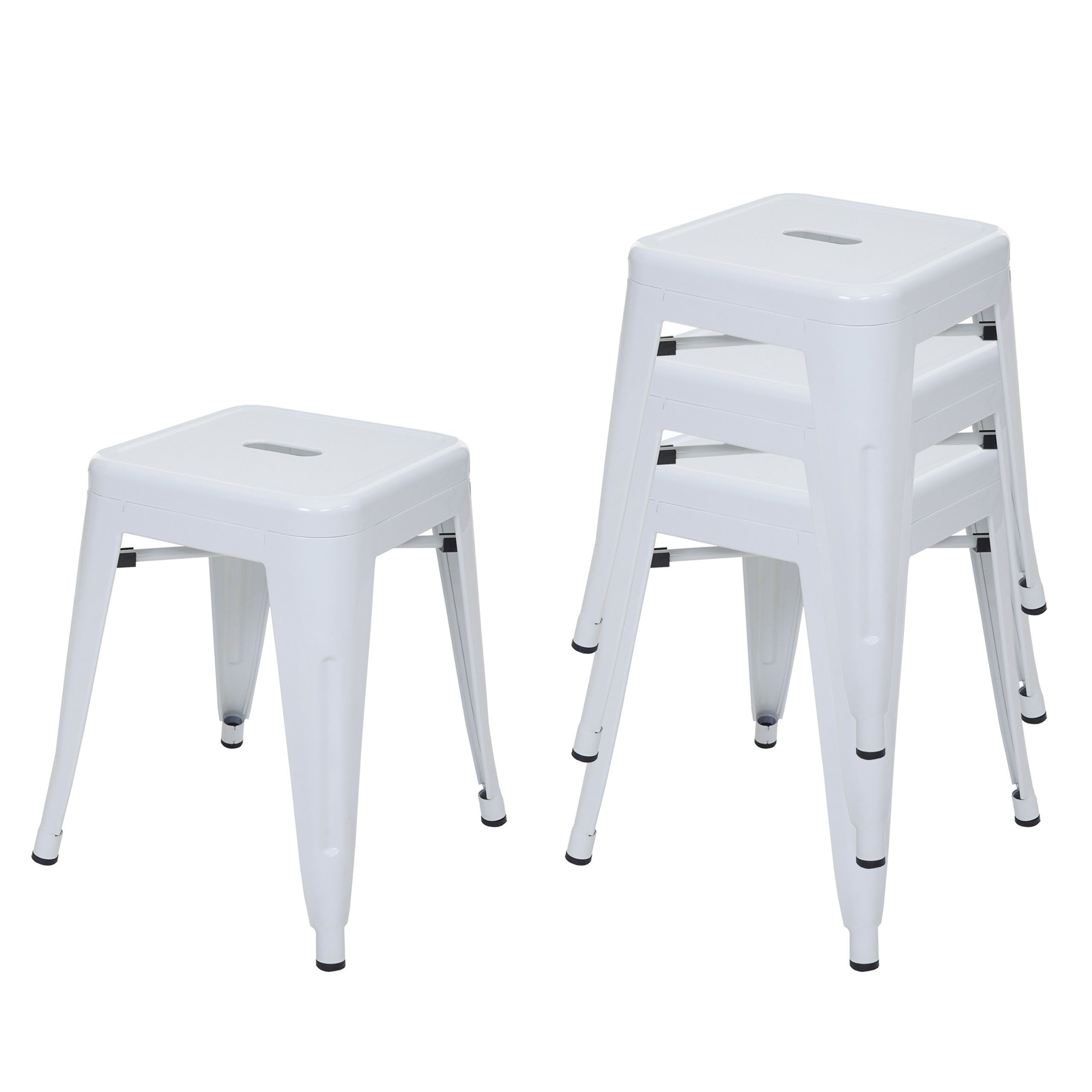 MCW Barhocker MCW-A73-H-4 (Set, 4er), Stapelbar, Maximale Belastbarkeit pro Stuhl: 120 kg weiß