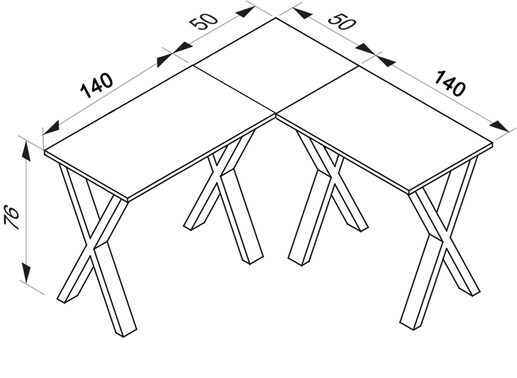 VCM Schreibtisch Bürotisch Eckschreibtisch Lona H. 76 x B. 190 x T., VCM Holz Schreibtisch, L Form links oder rechts