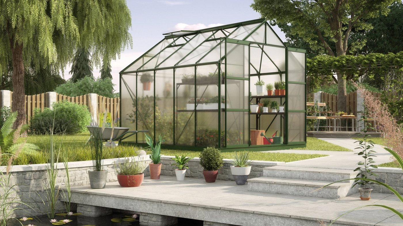 Vitavia Gewächshaus Uranus 8300, BxTxH: 254 x 317 x 246 cm, 6 mm Wandstärke, Set, mit 2-tlg. Zubehör grün | Rabatt: 29% Vitavia Gewächshaus Uranus 8300, BxTxH: 254 x 317 x 246 cm, 6 mm Wandstärke, Set, mit 2-tlg. Zubehör grün | Rabatt: 29%