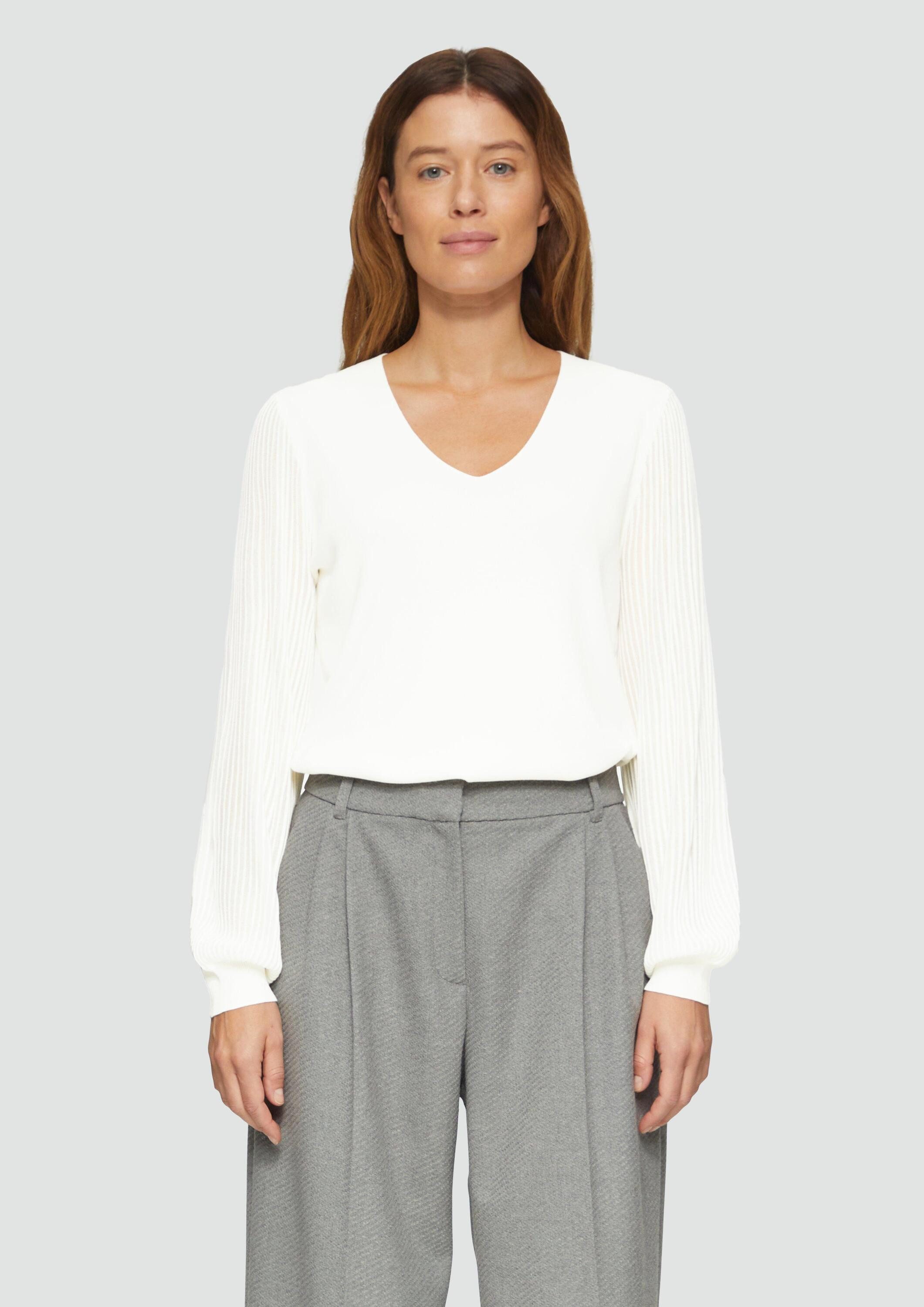 s.Oliver Longpullover Strickpullover Strickpullover mit semitransparenten Ä günstig online kaufen