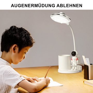 DOPWii Tischleuchte Astronauten-Schreibtischlampe mit Projektor und Stifthalter, wiederaufladbare Lampe
