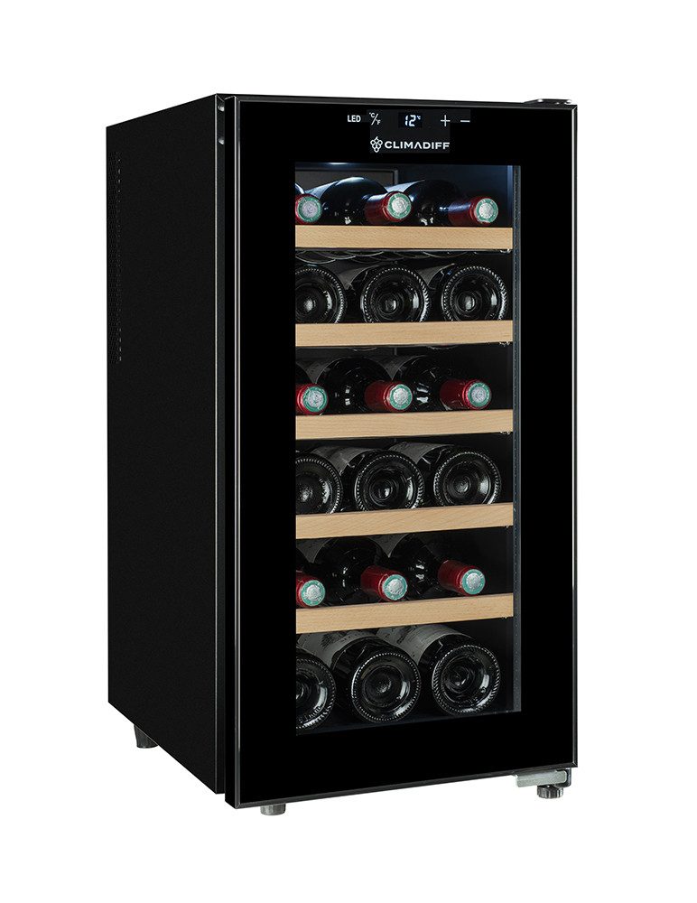 CLIMADIFF Weintemperierschrank CUVEE18, für 18 Standardflaschen á 0,75l,Ultra-Leise, sehr kompakt