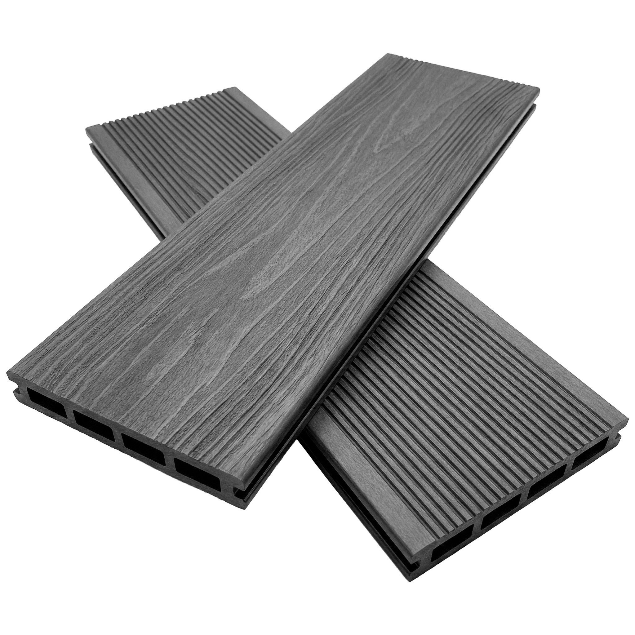 Floordirekt Terrassendielen WPC Komplettset Terrassendielen 2 m² Komplettset Crown 220cm Holzoptik, 22 mm Stärke, beidseitig nutzbar inkl Unterkonstruktion