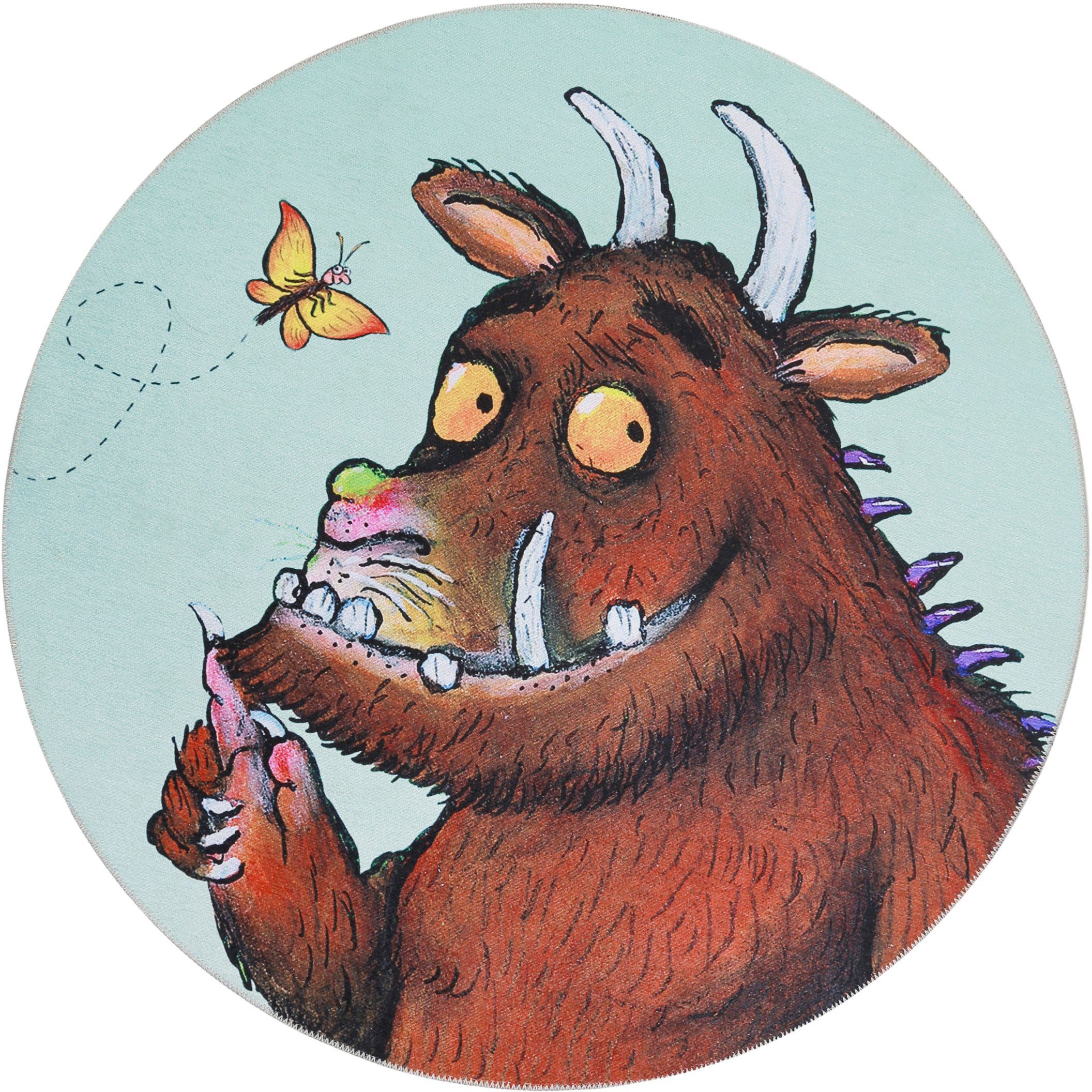 DER GRÜFFELO Kinderteppich Grüffelo GR-0172, rund, Höhe: 6 mm, aktueller Grüffelo Teppich, Kurzflor mit hohem Baumwollanteil