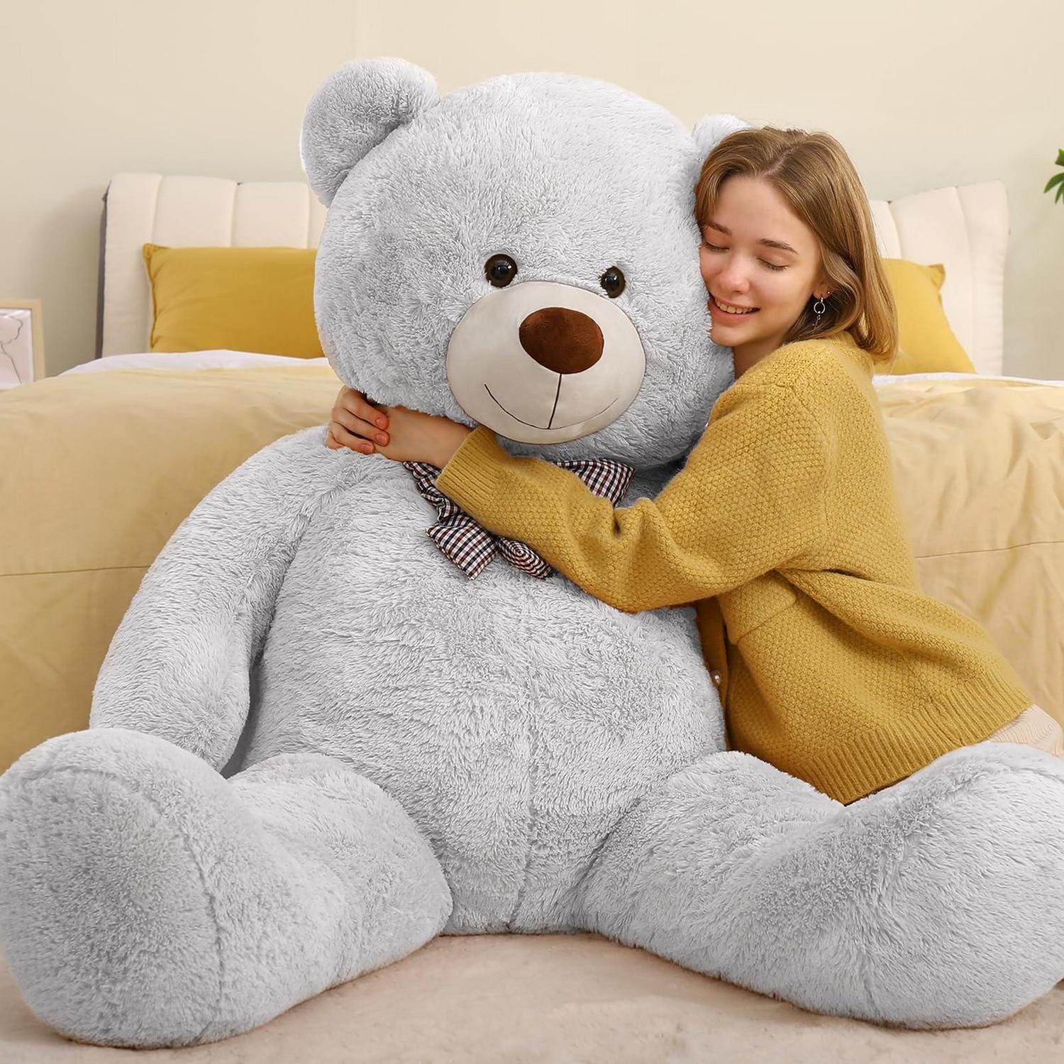 LuxusKollektion Kuscheltier Teddybär 140cm XXL Kuscheltier Valentinstag Deko Grau