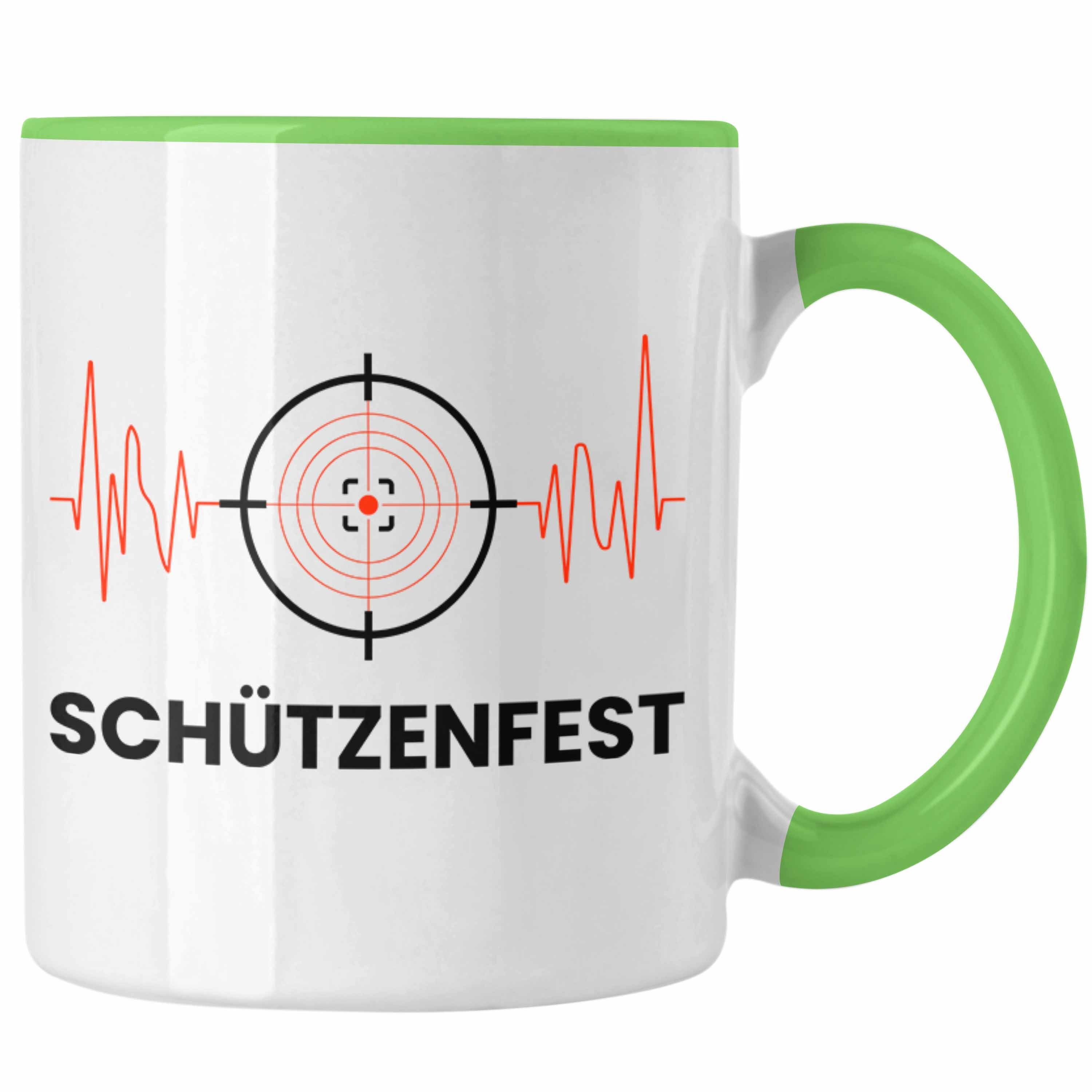 Trendation Tasse Schützenfest Tasse Geschenk Schütze Sportschütze Geschenkidee Grün