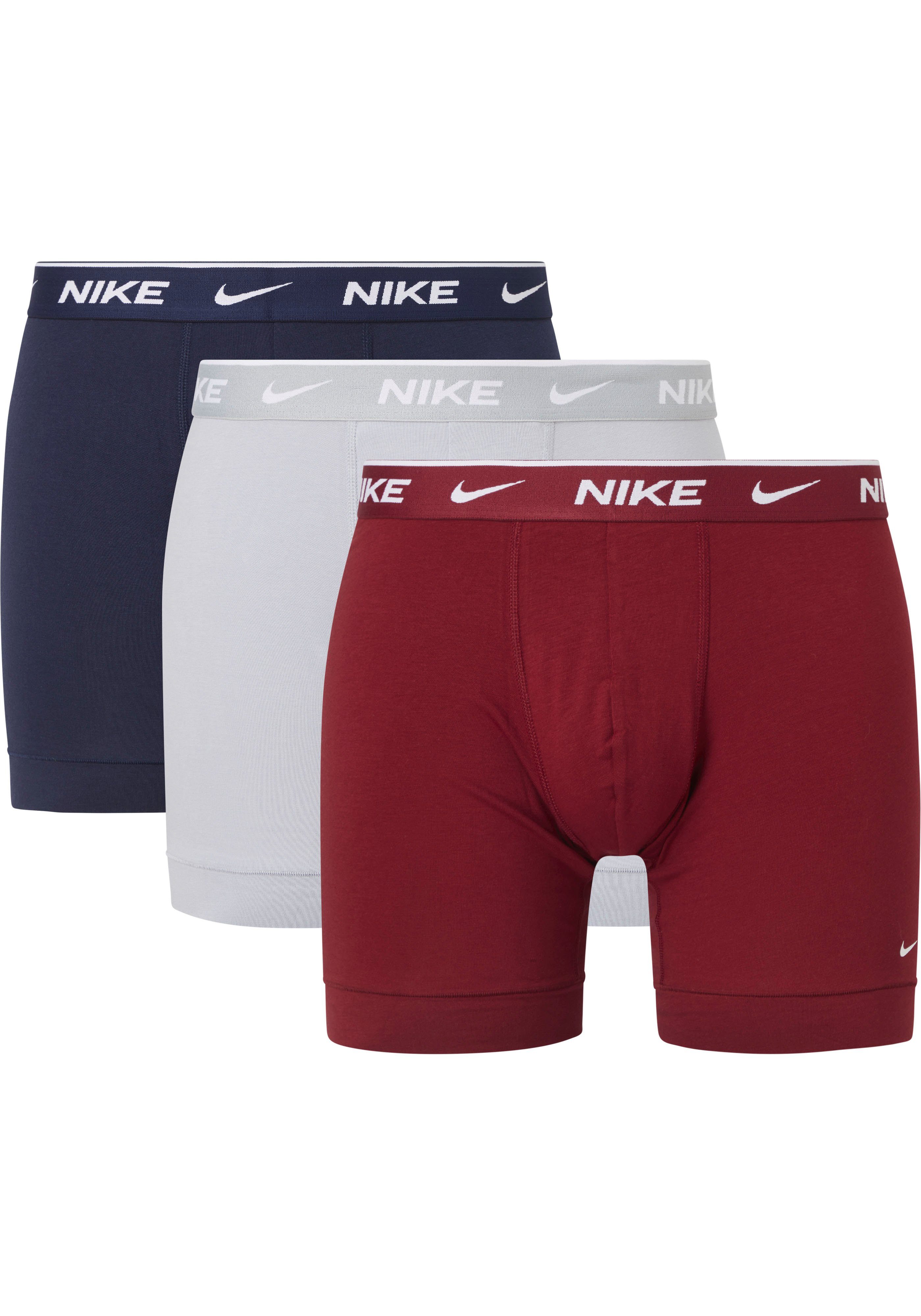 NIKE Underwear Boxer (Packung, 3er-Pack) mit elastischem Nike Logobund RED/WOLF GREY/OBSIDIAN