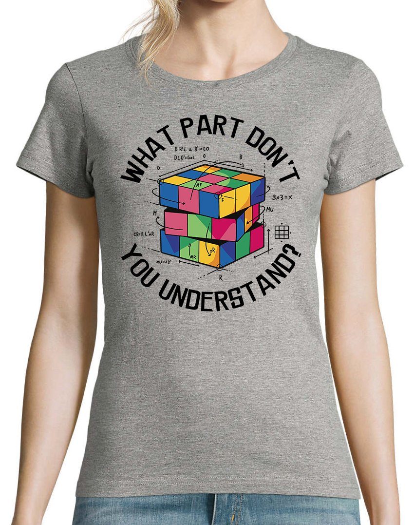 What don't Grau Damen Zauberwürfel T-Shirt Part you Print Shirt modischem Understand Mit Designz Youth
