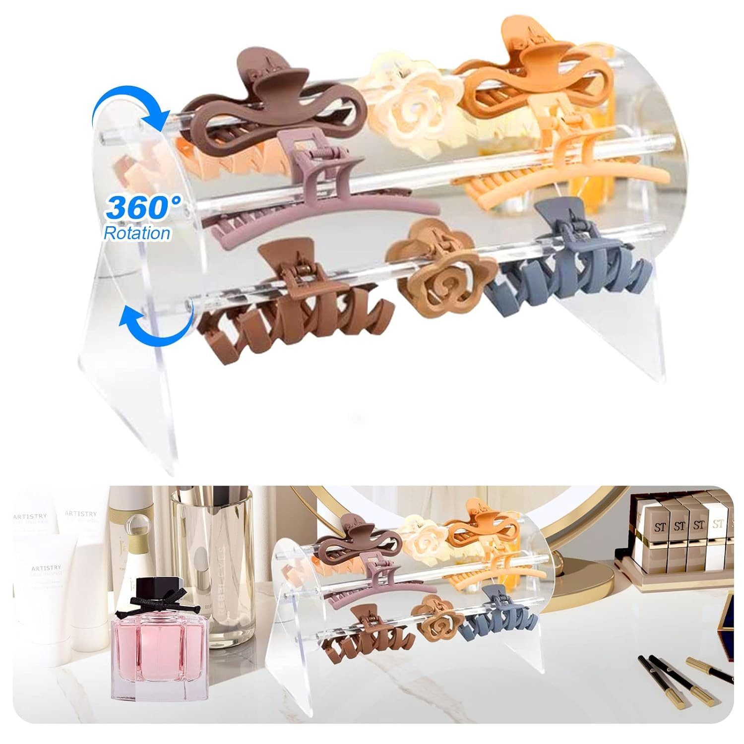 FELIXLEO Schmuckständer Acryl Haarreif Halter drehbar Schmuck Organizer für Haarspangen Ketten (1 St)