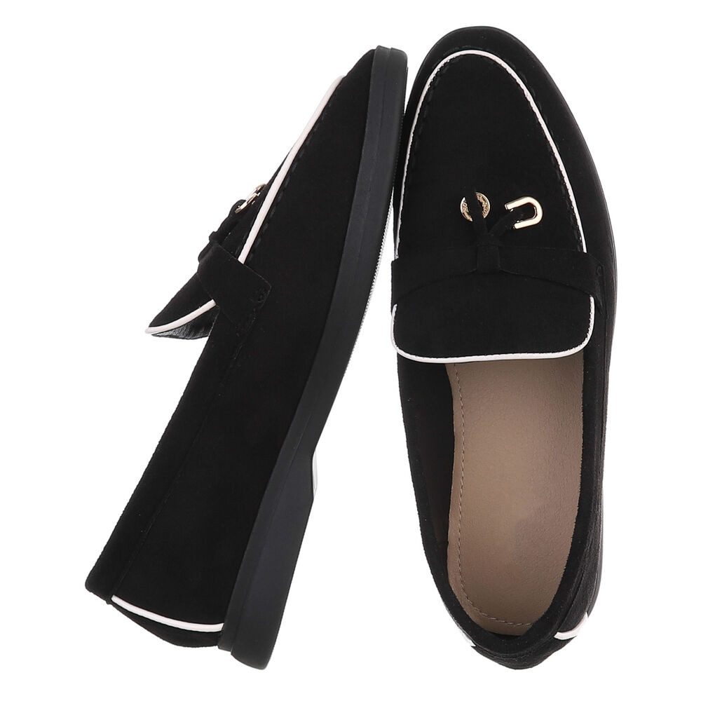 Ital-Design Damen Loafers mit komfortablem Design und eleganten Details Slipper (91116798) Blockabsatz Mokassins in Schwarz