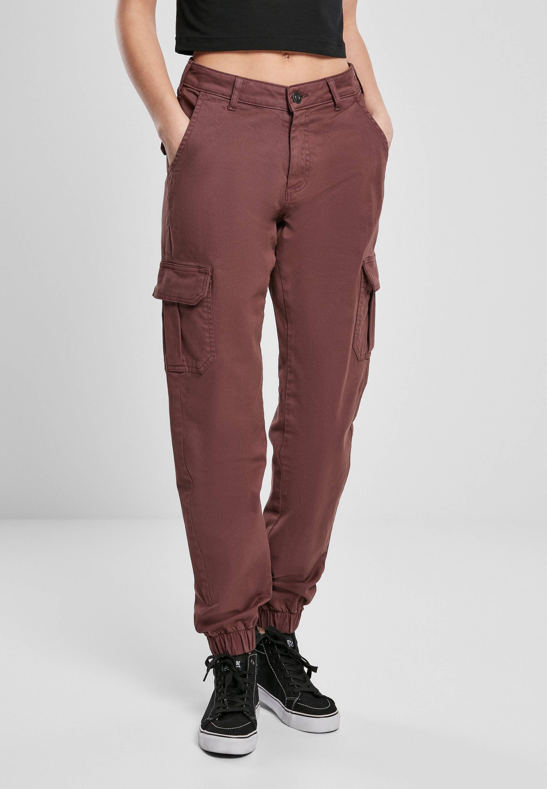 URBAN CLASSICS Cargohose Damen Ladies High Waist Cargo Pants (1-tlg) cherry