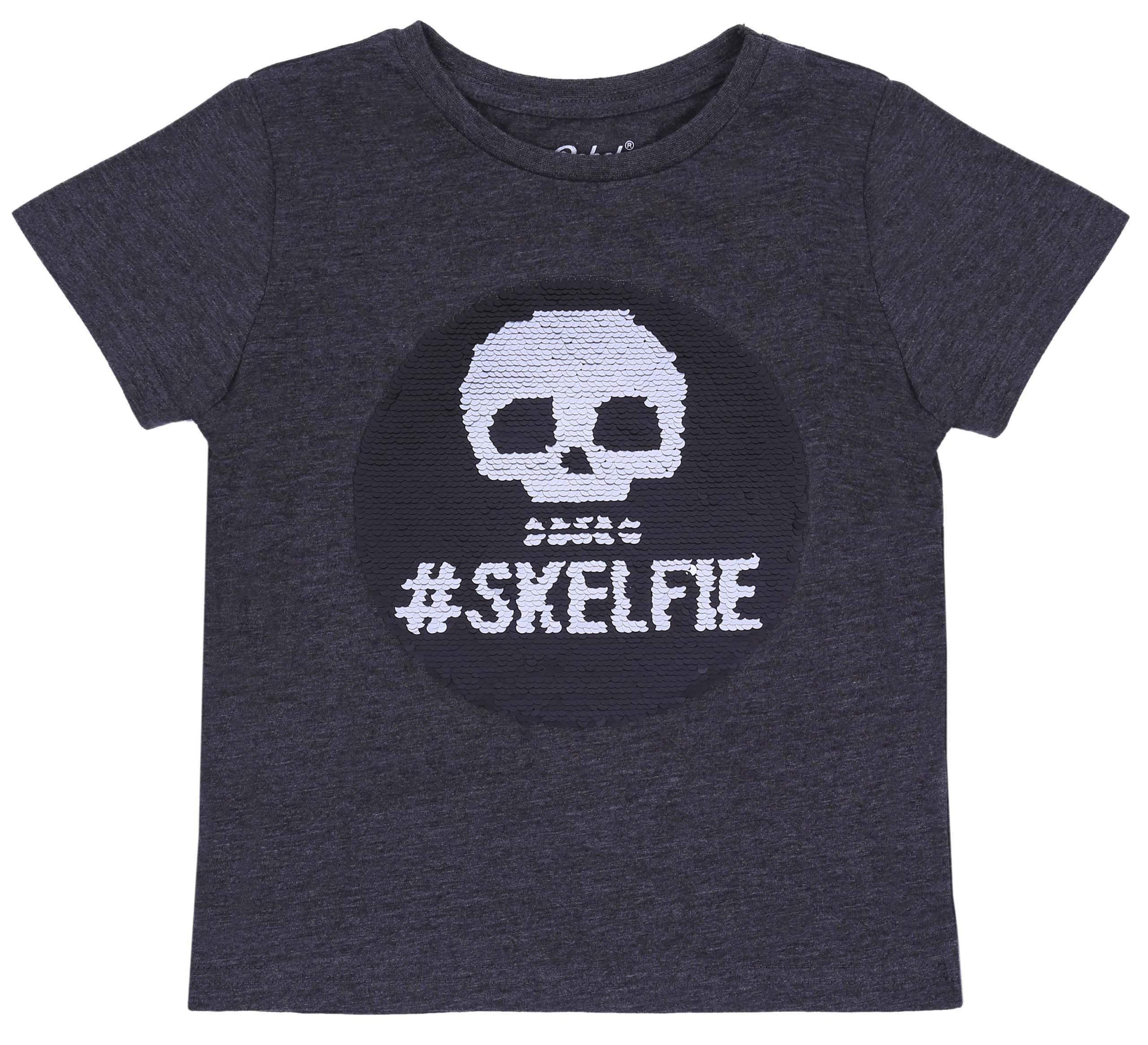 Kurzarmbluse Graphitfarbene Bluse Skelfie 3-4 Jahre